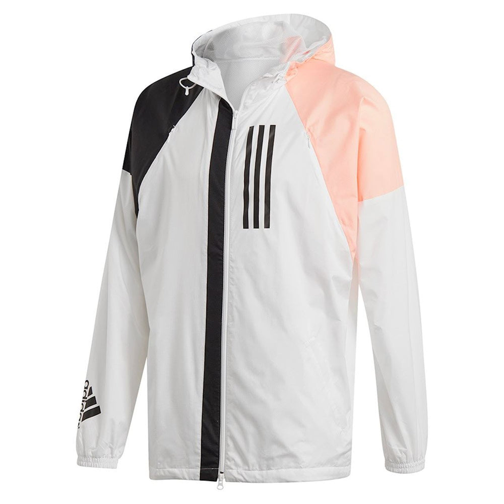 adidas Men's W.N.D. Jacket White/Black/Glow Pink、mySite、noshort
