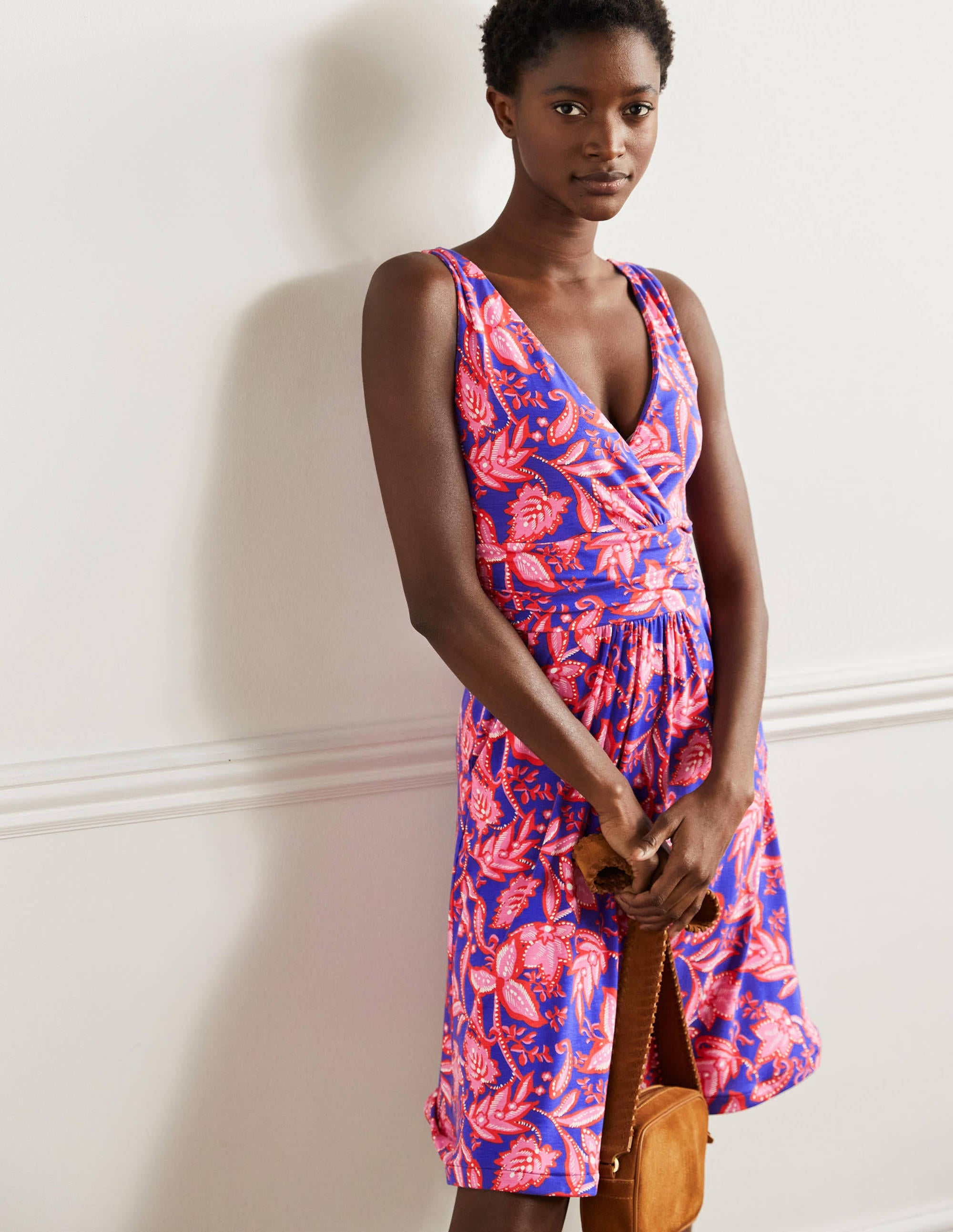  Effie V-Neck Jersey Dress-Strawberry Daiquiri Wild Flora、mySite、ashleygrahame