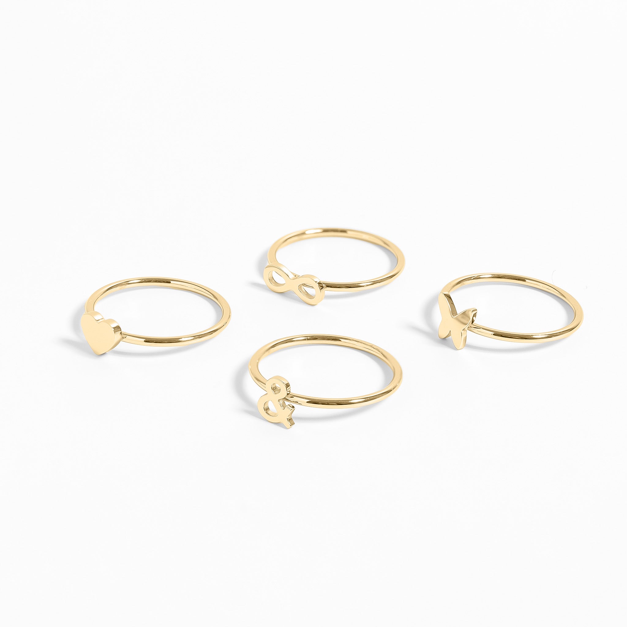 18K Gold PVD Stainless Steel Symbol Stacking Rings / ZRJ9023、mySite、dreamappss