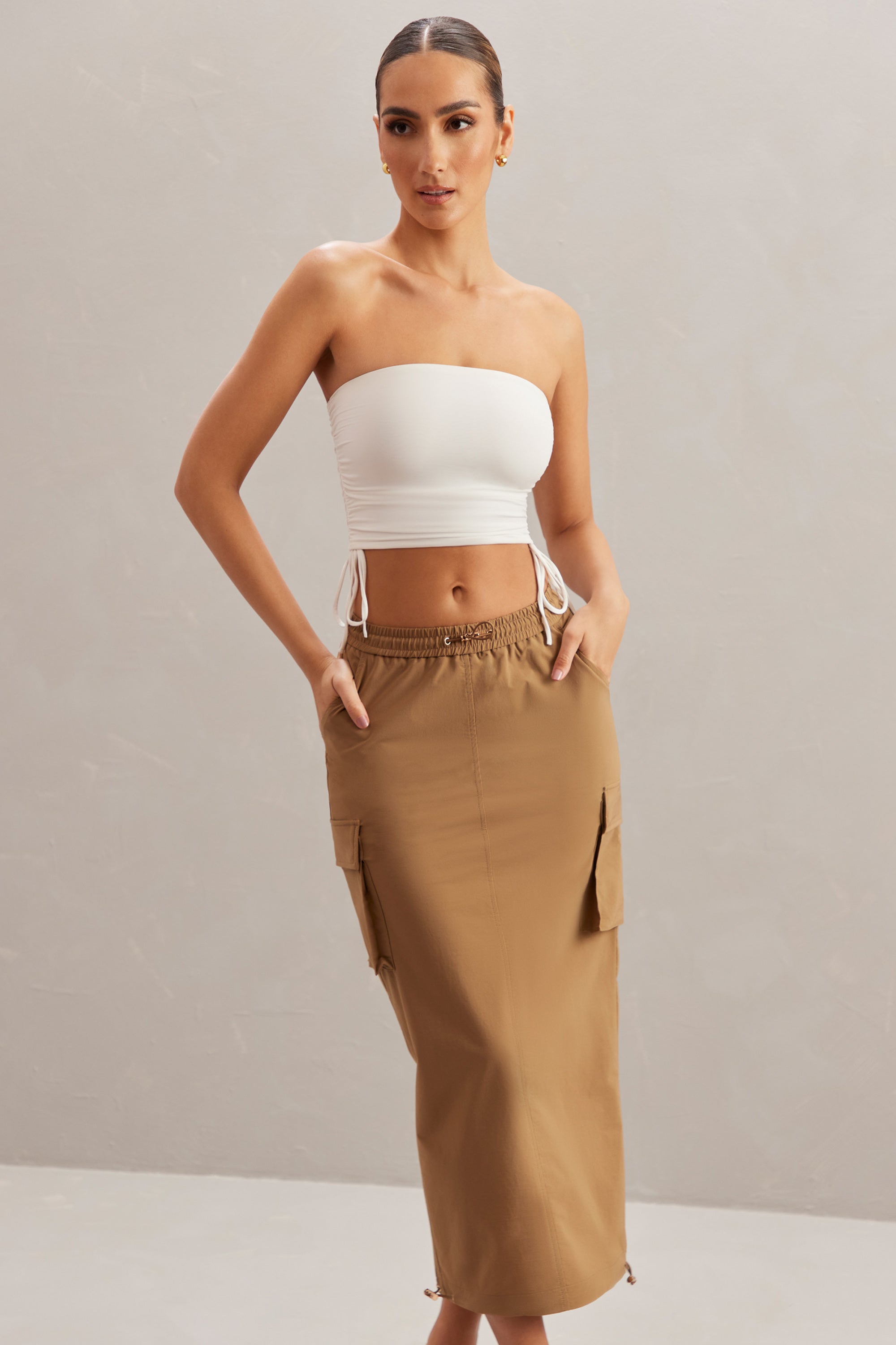 Cargo Maxi Skirt in Tan、mySite、solidvoid