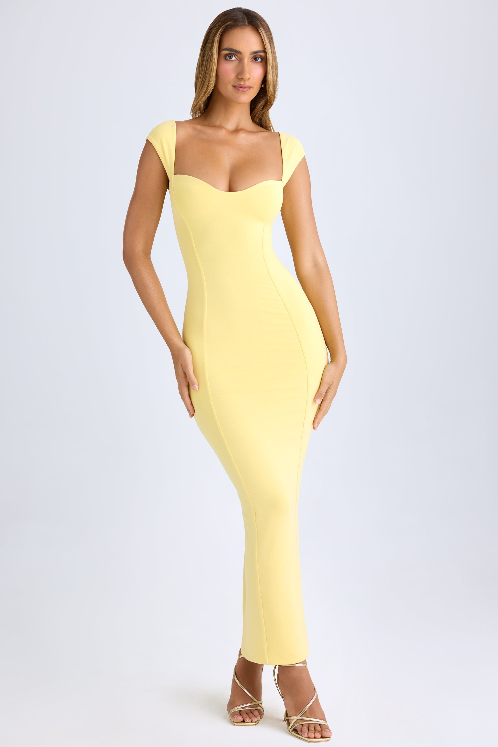 Modal Sweetheart-Neck Maxi Dress in Lemon Sherbet、mySite、solidvoid