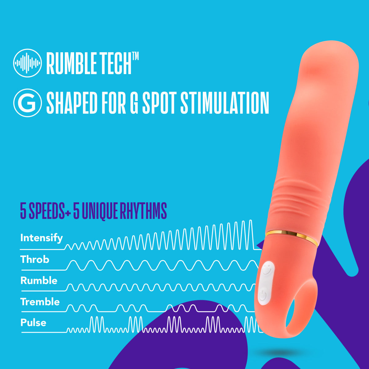 Aria By Blush® | Smokin' AF: Enhanced G-Spot Stimulation Coral Silicone Vibrator with Powerful RumboTech™ Technology、mySite、bottomscart
