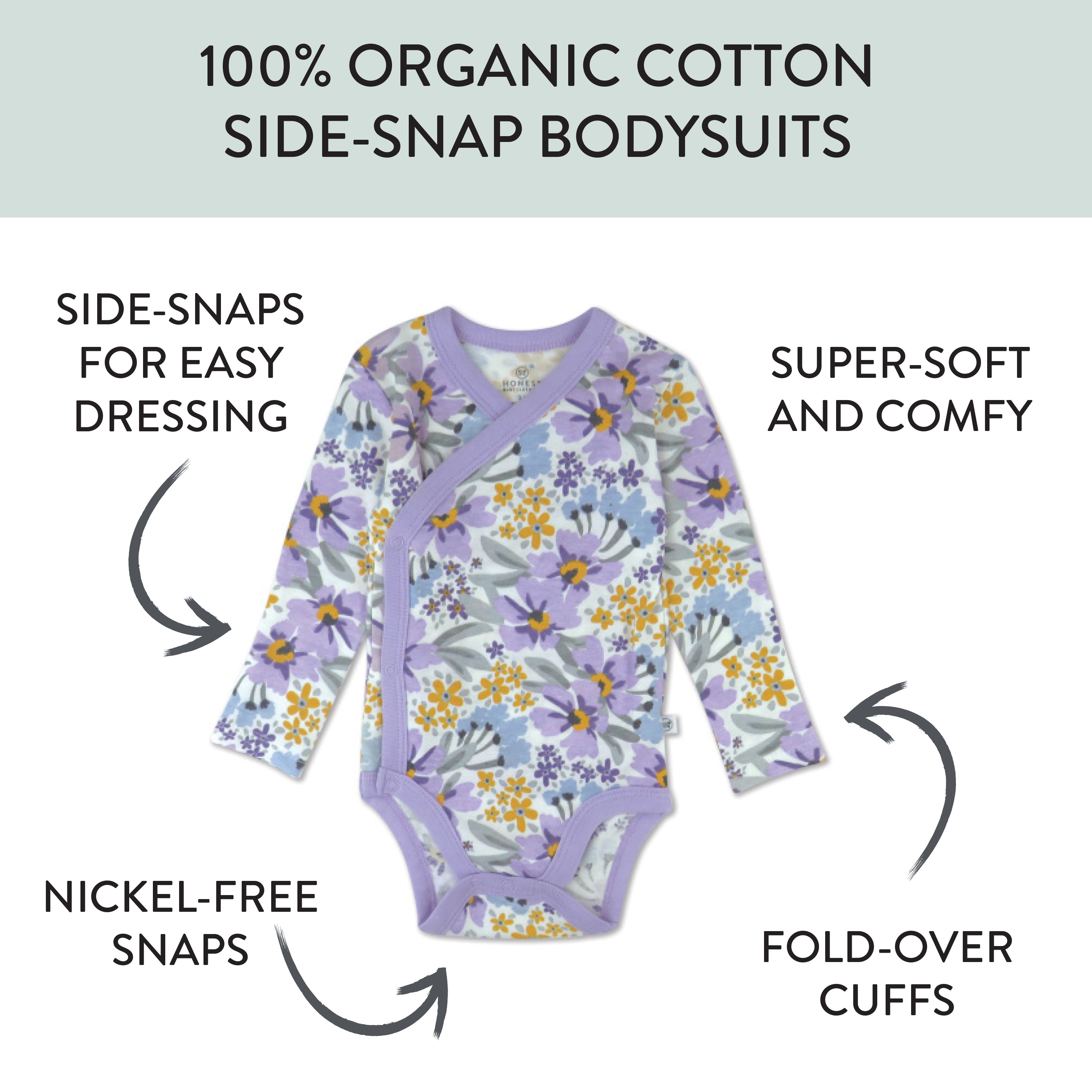  3-Pack Organic Cotton Long Sleeve Side-Snap Bodysuits、mySite、layawaytickets