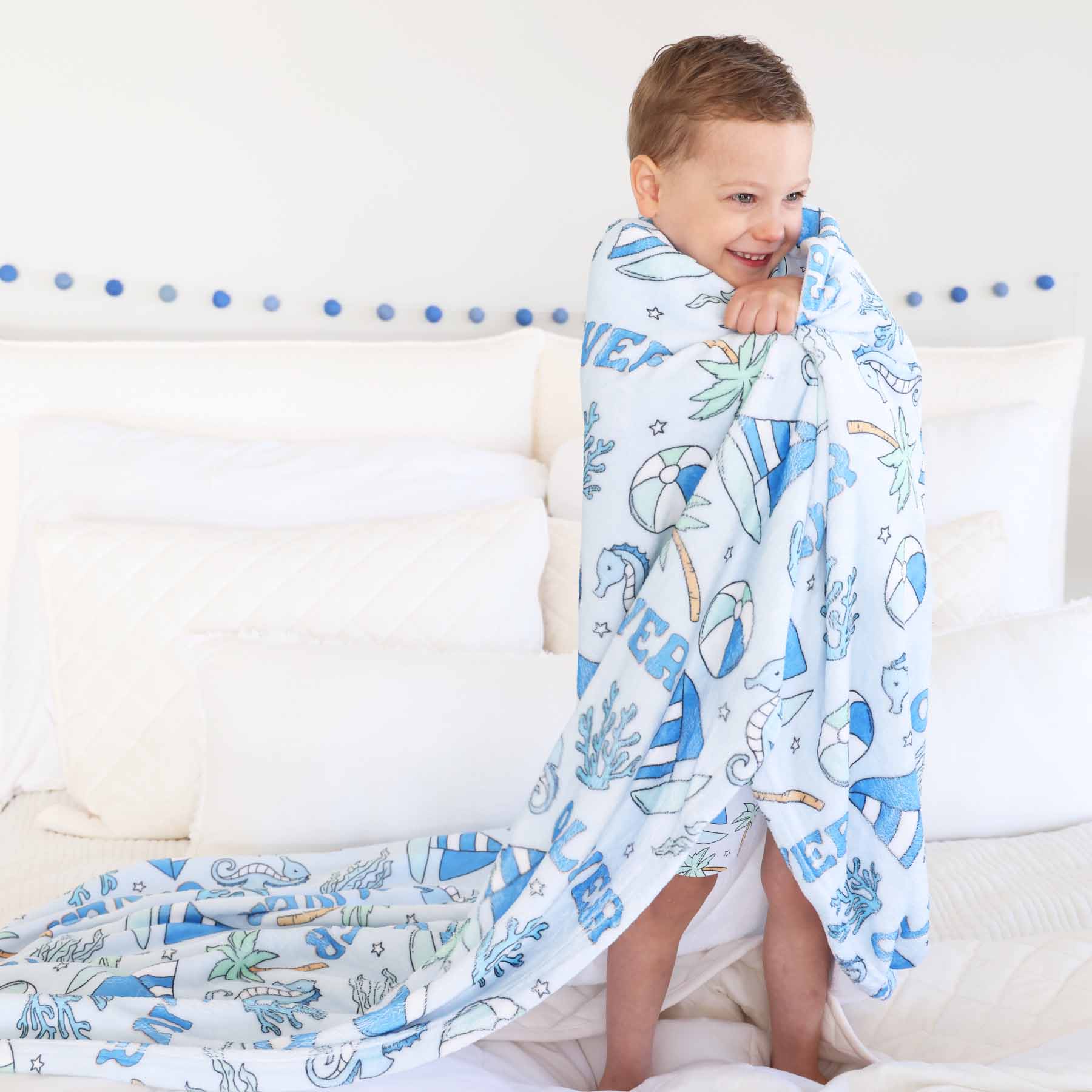  Tiny Tides Personalized Kids Blanket | Blue、mySite、layawaytickets
