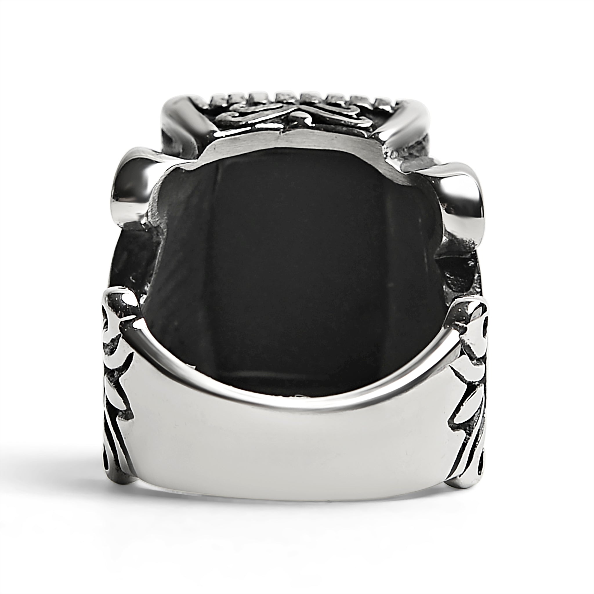 Detailed Center Black Stone Stainless Steel Ring / SCR4019、mySite、dreamappss