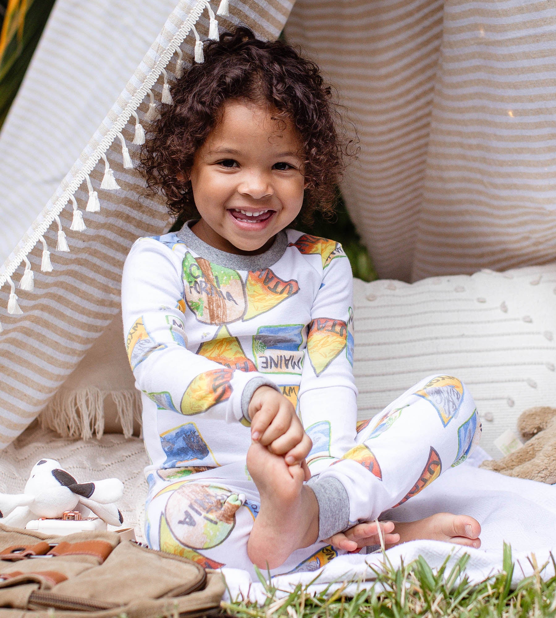 State Park Patches Organic Cotton Two-Piece Pajamas、mySite、g9winljtr