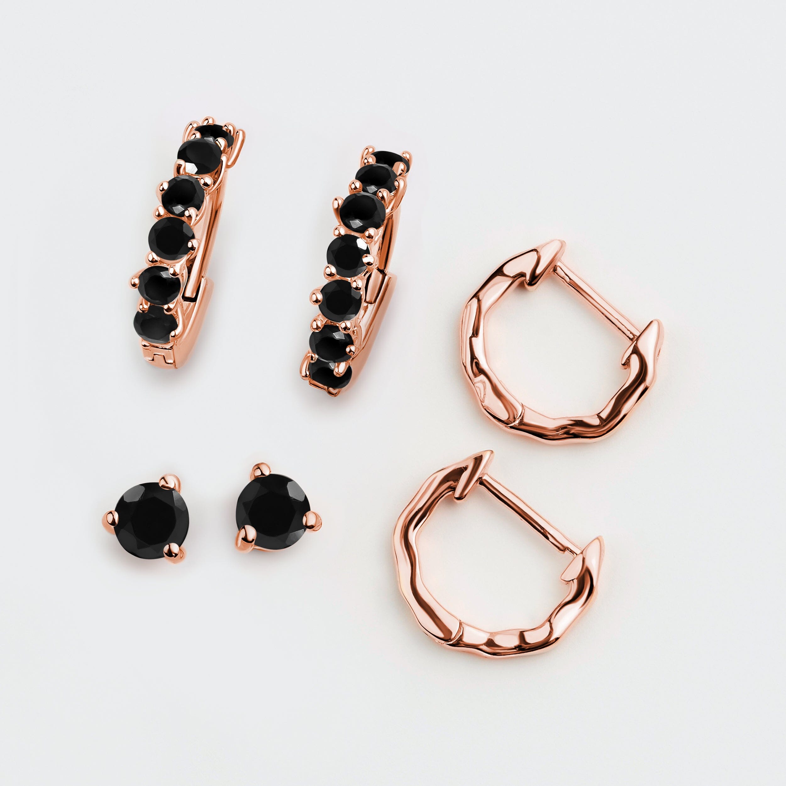 Black Onyx & Black Obsidian Hoop Earring Set - Classic Trio、mySite、hinf8tx79