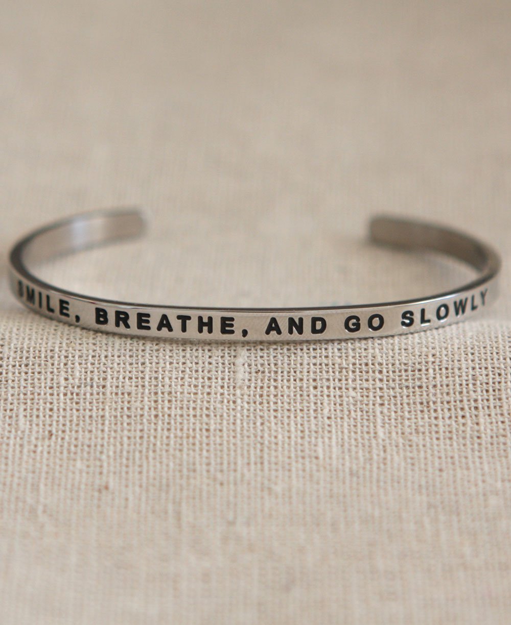 Smile, Breathe, and Go Slowly Metal Cuff Bracelet、mySite、topwebapps