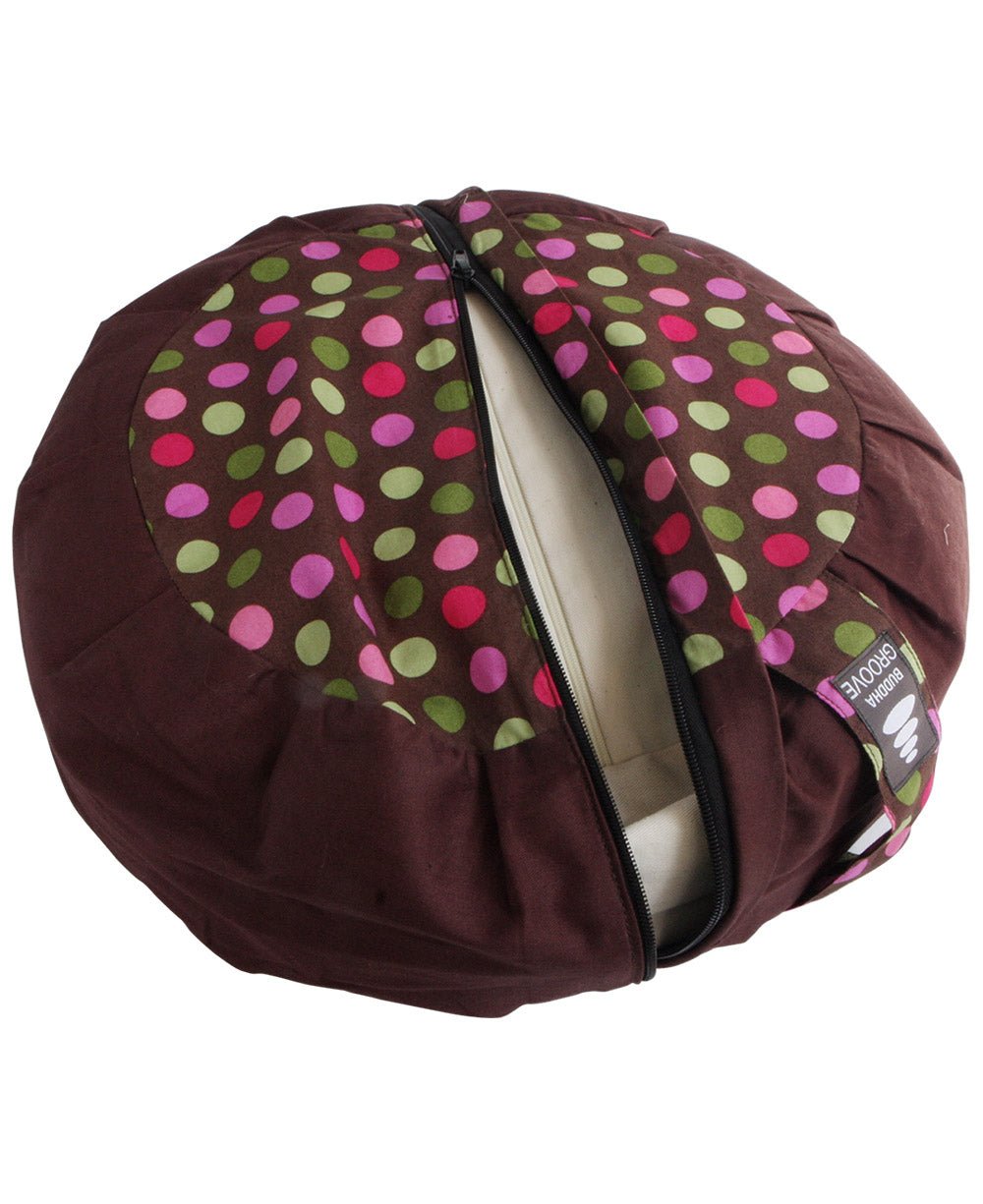 Brown and Multicolor Polka Dot Zafu Cushion、mySite、topwebapps