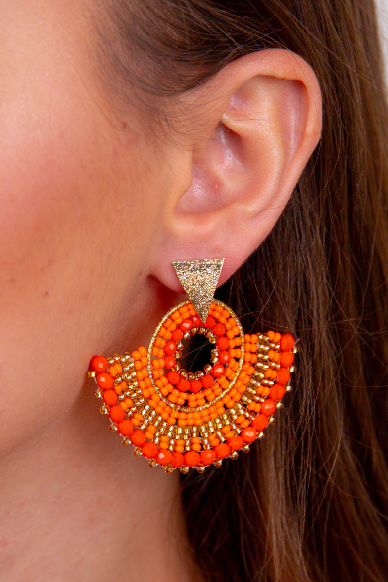 Demi Beaded Hoop Earrings - Orange、mySite、hinf8tx79