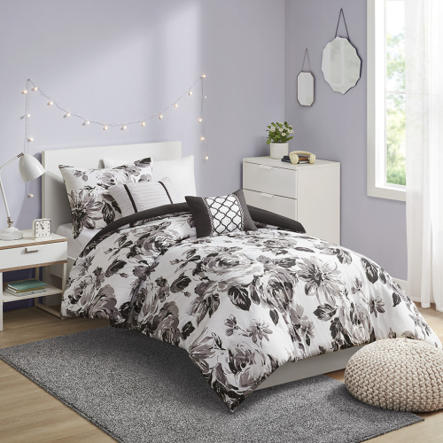 King/Cal King Floral Print Duvet Cover Set、、eastwooduniform