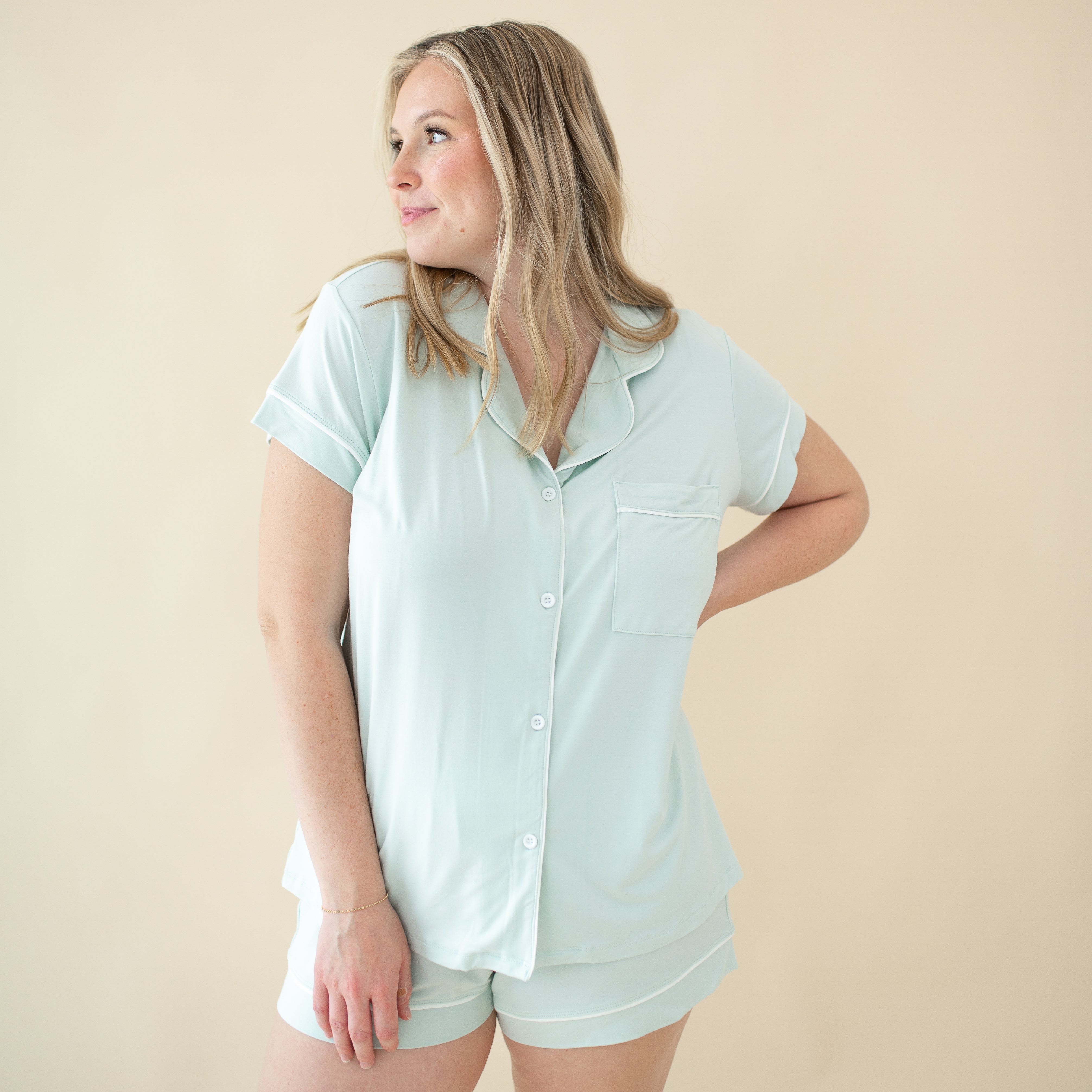  Women's Short Sleeve Pajama Set in Dew、mySite、layawaytickets