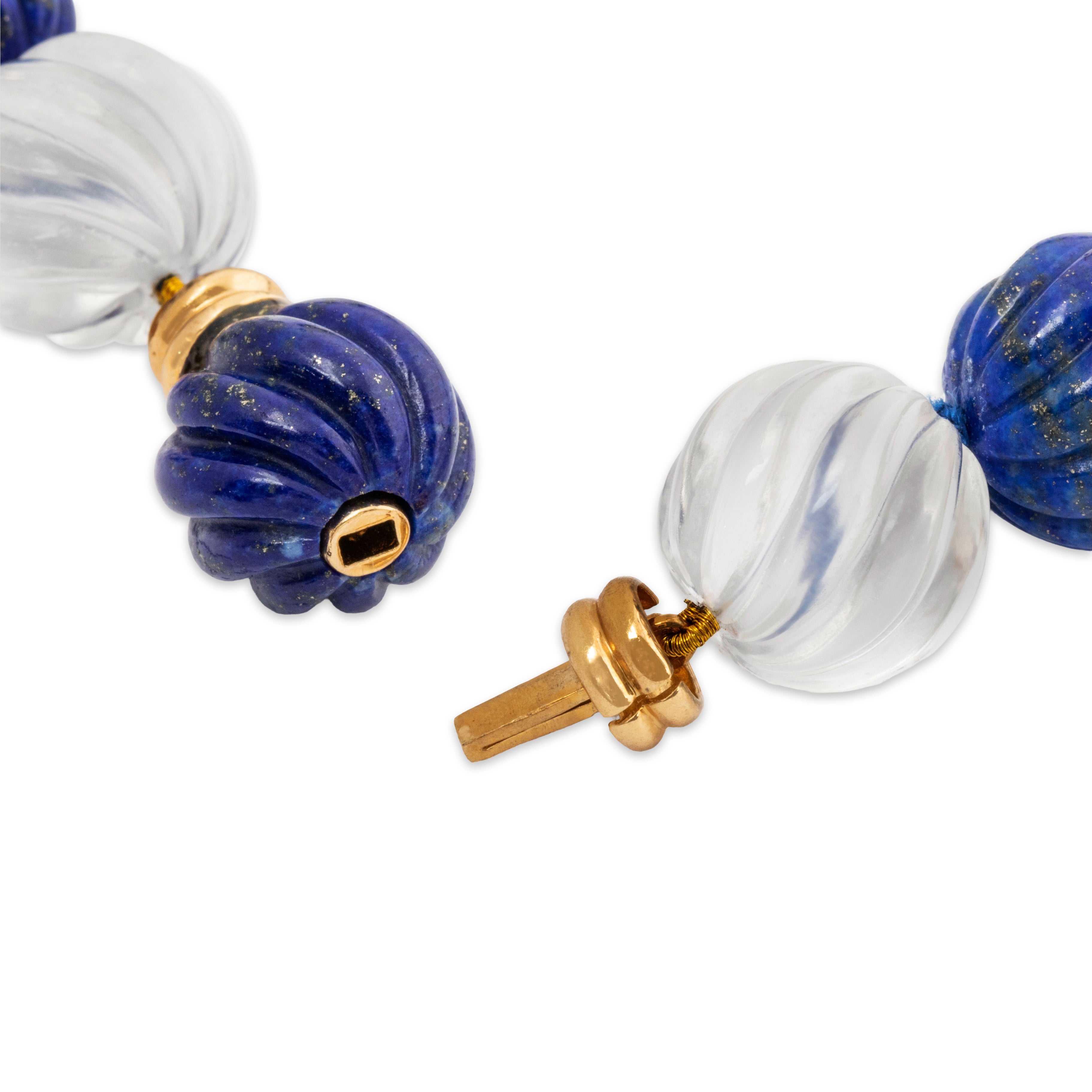 Abbott & Oaks 18k Yellow Gold Carved Lapis Crystal Necklace 24.5、mySite、hinf8tx79