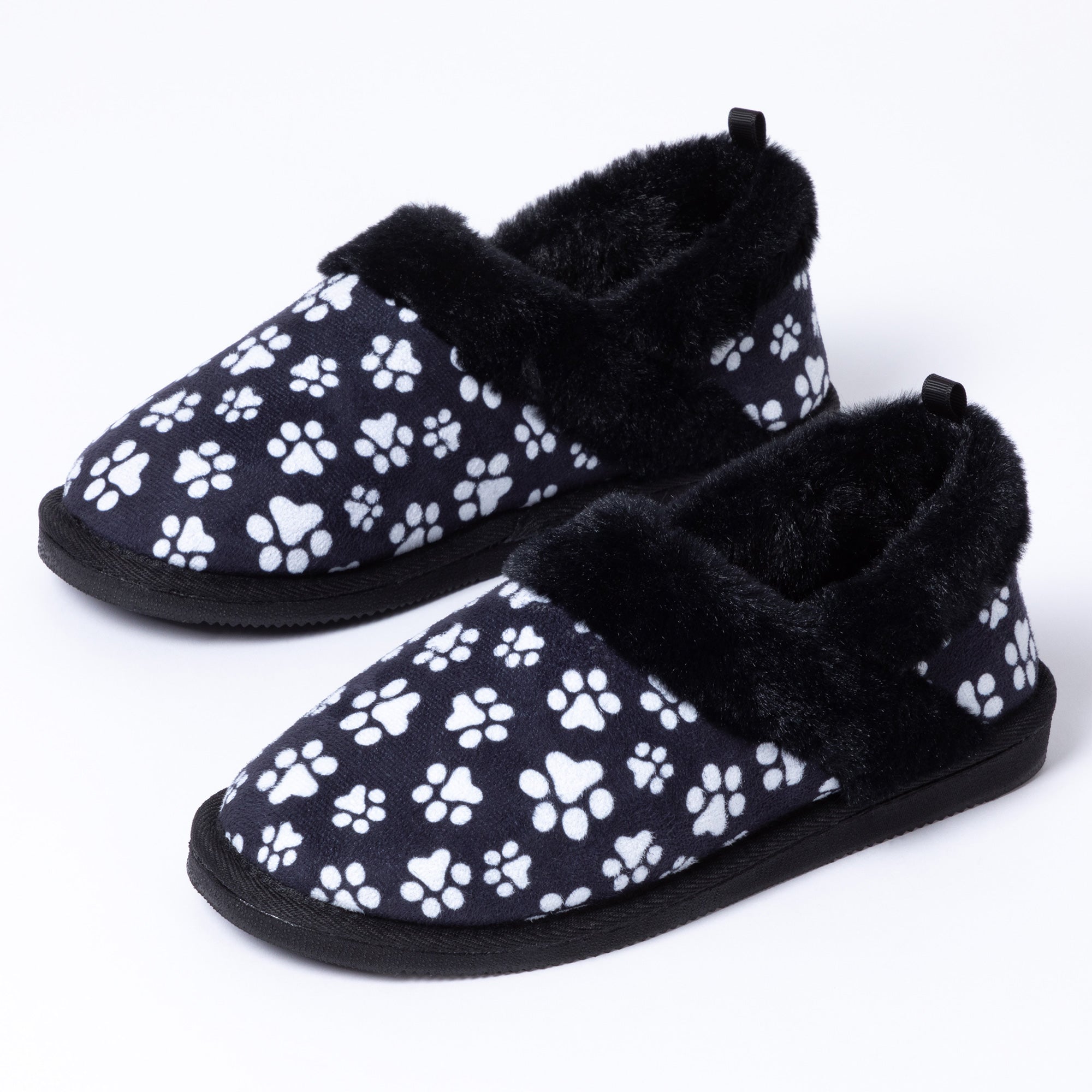 Paw Print Faux Fur Lined Indoor/Outdoor Slippers、mySite、camillekostekn