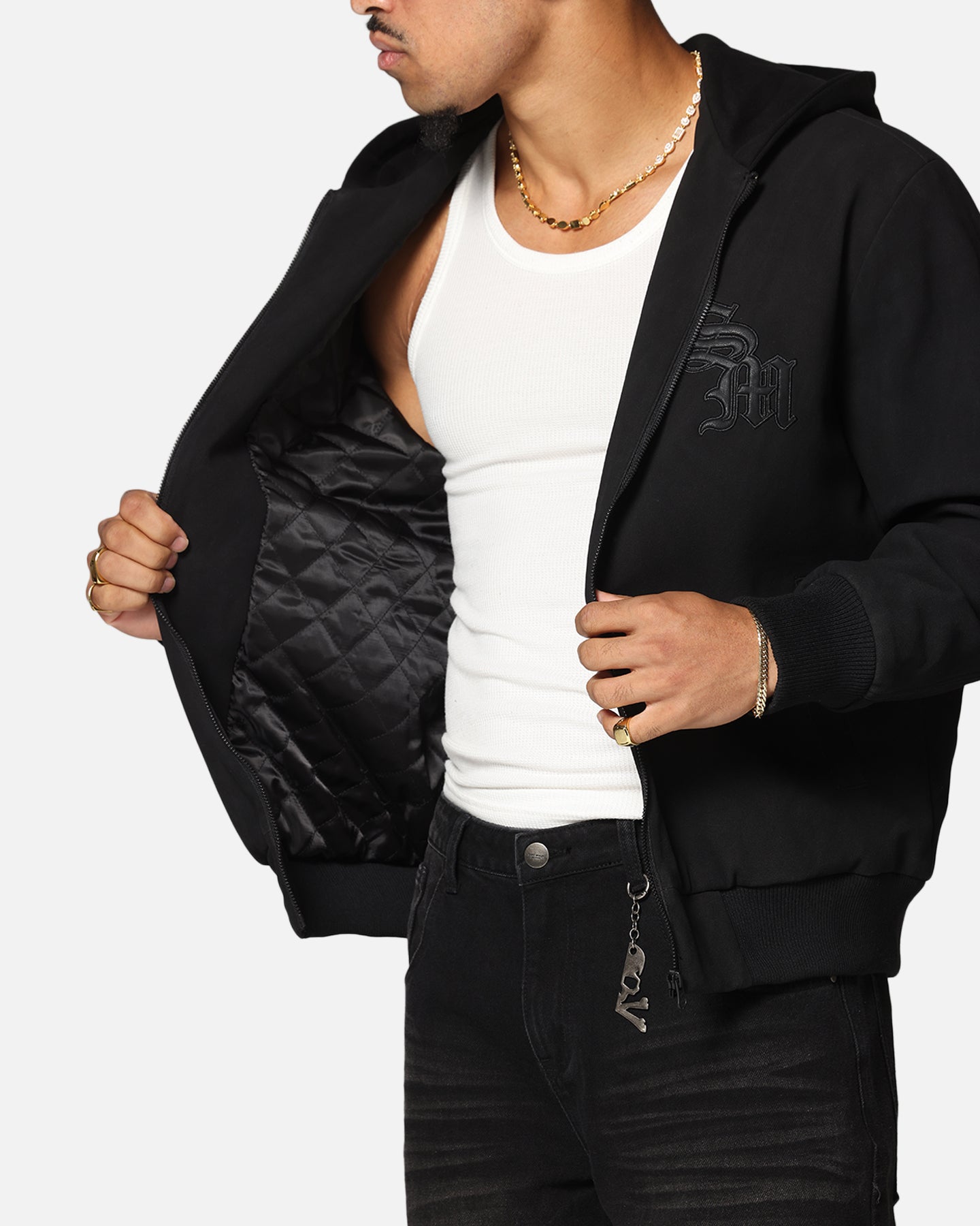 Saint Morta Gothic Hooded PU Bomber Jacket Black/Black、mySite、zt4zffjzw