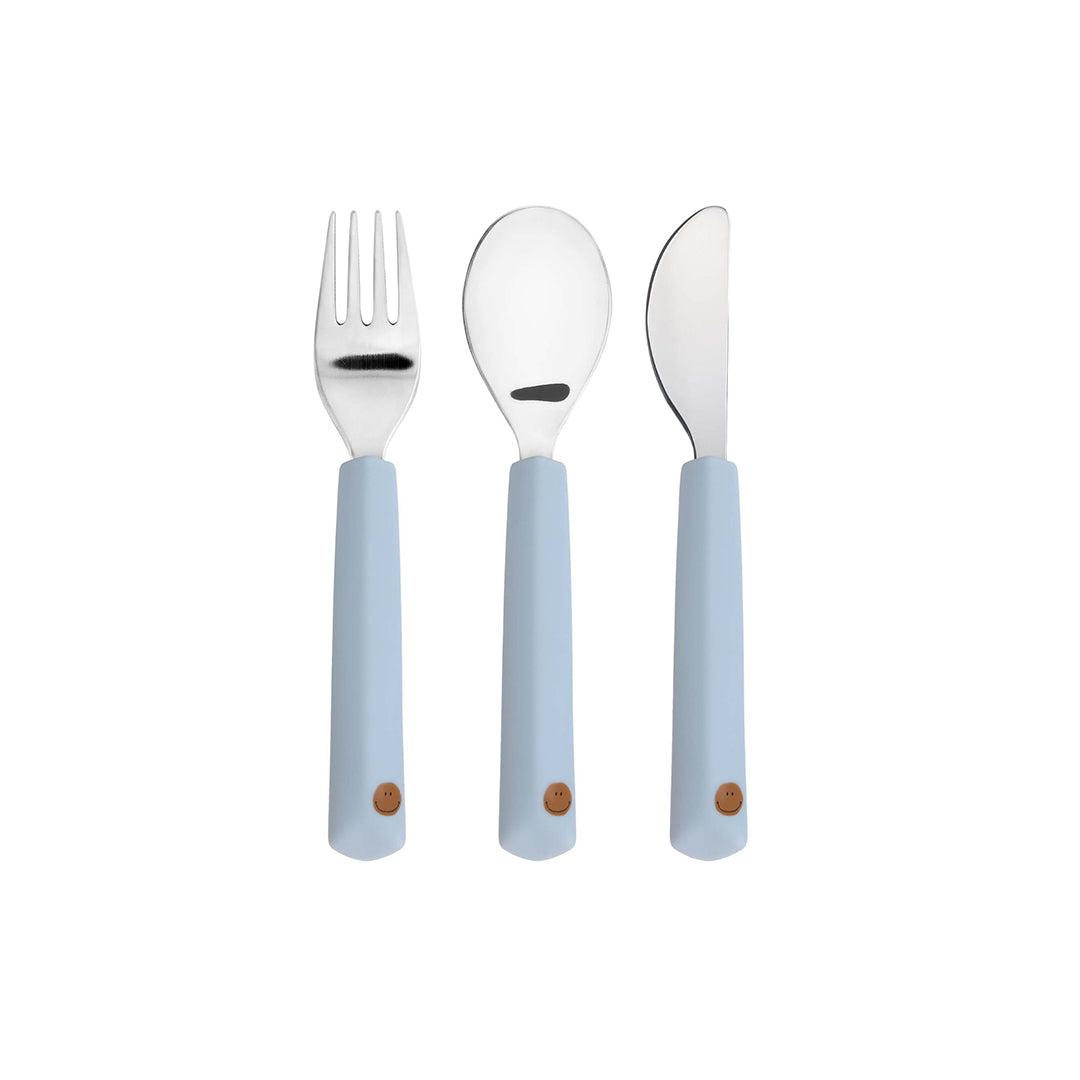  Lassig Cutlery with Silicone Handle - Happy Rascals - Smile Sky Blue、mySite、merchandisen