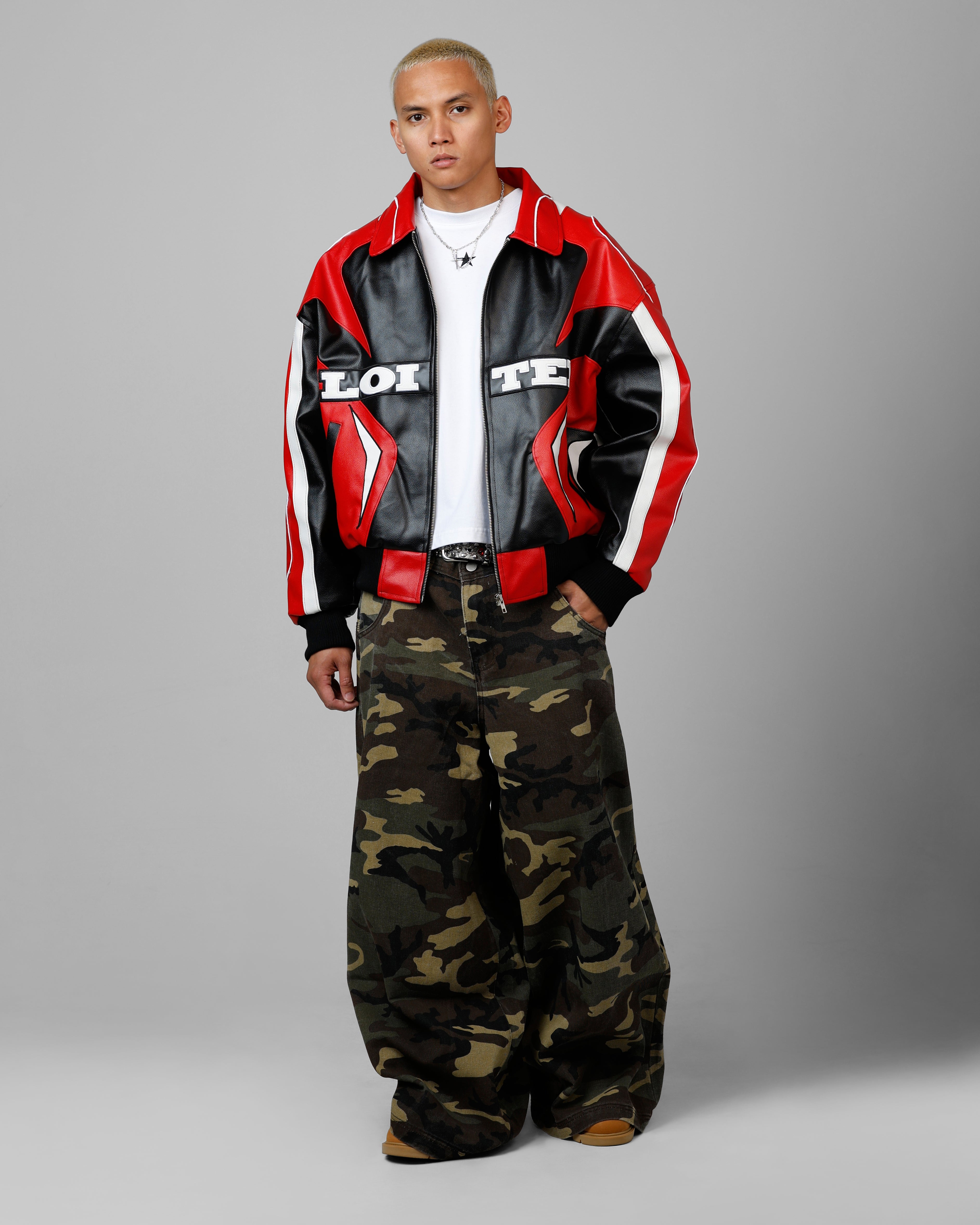 Loiter Racer Vegan Leather Jacket Red/Black、mySite、zt4zffjzw