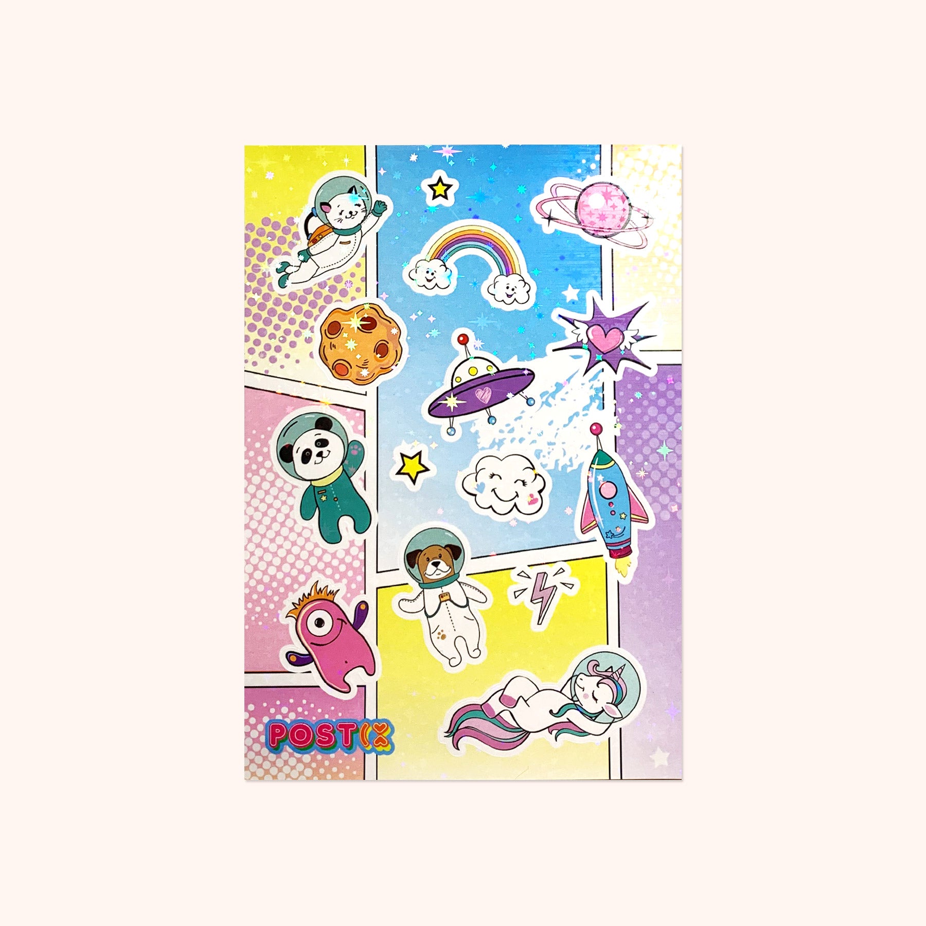  Astronaut Animals Space Travels Hologram Sticker Sheet、mySite、ghnorth