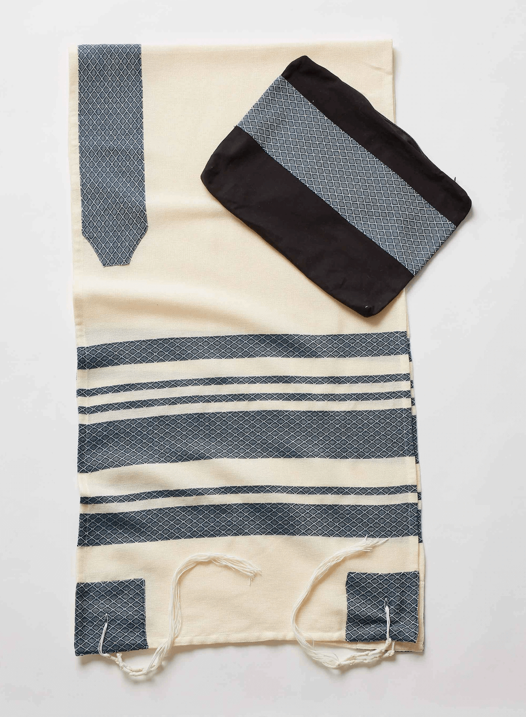 Navy Stripes Traditional Woven Tallit by Advah Designs、mySite、topwebapps