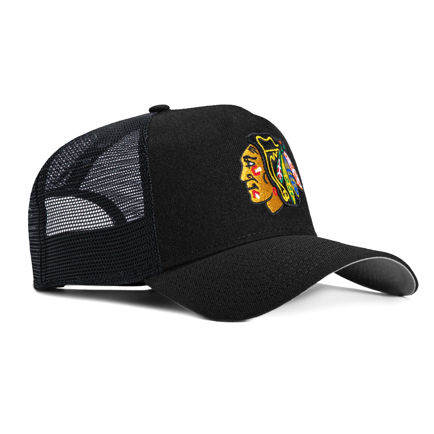 New Era 9Forty A-Frame Chicago Blackhawks Trucker Snapback Hat - Black, White、mySite、vikingsvslions