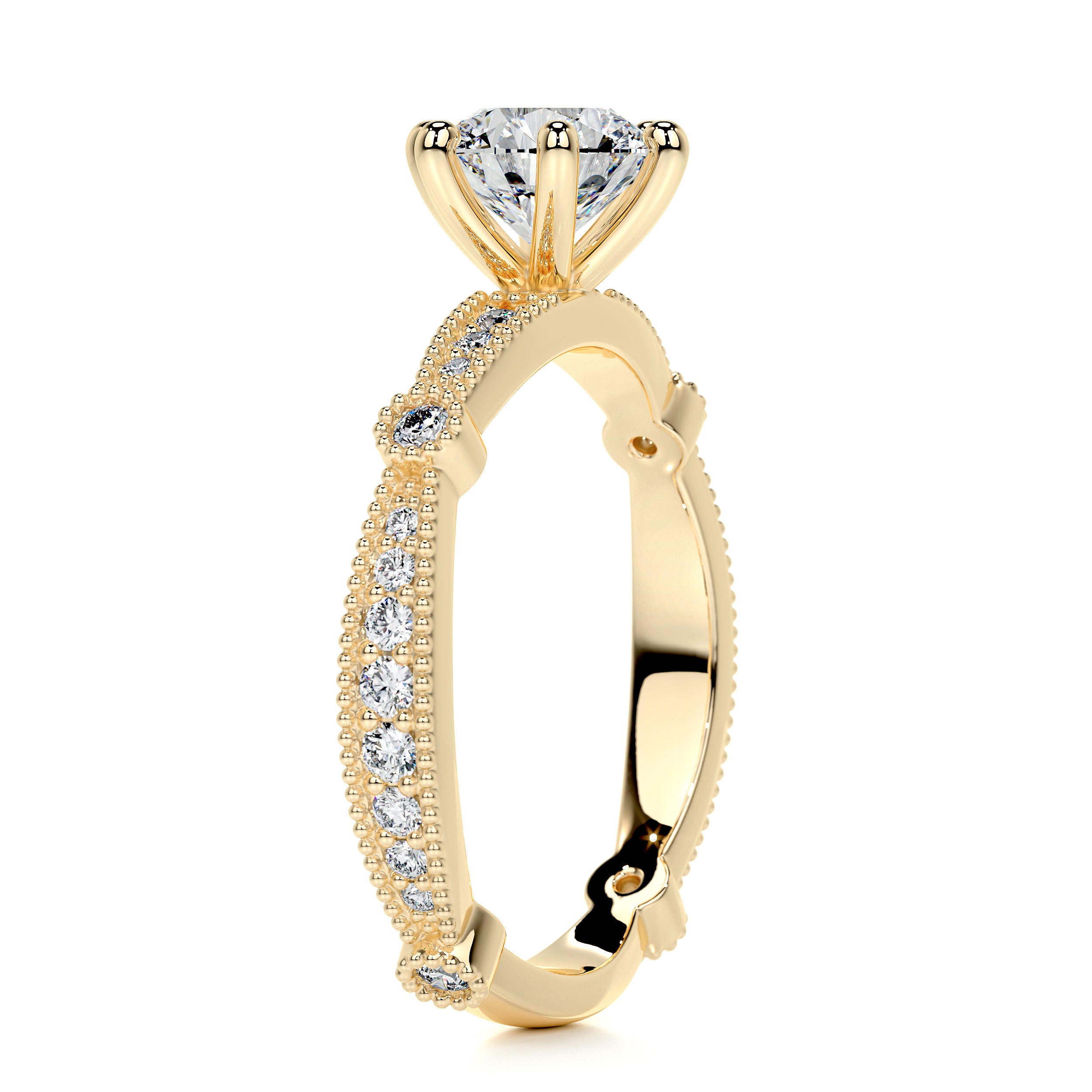 Stacy Moissanite & Diamond Ring -18K Yellow Gold、mySite、hinf8tx79