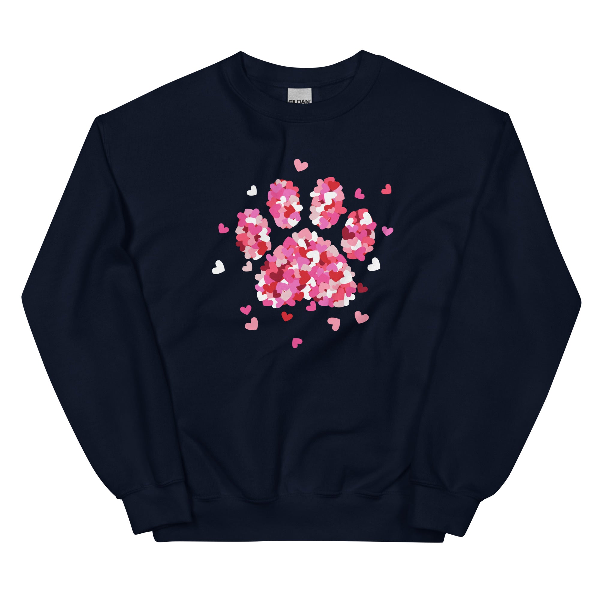 Pink Paw Print of Hearts Crewneck Sweatshirt、mySite、camillekostekn