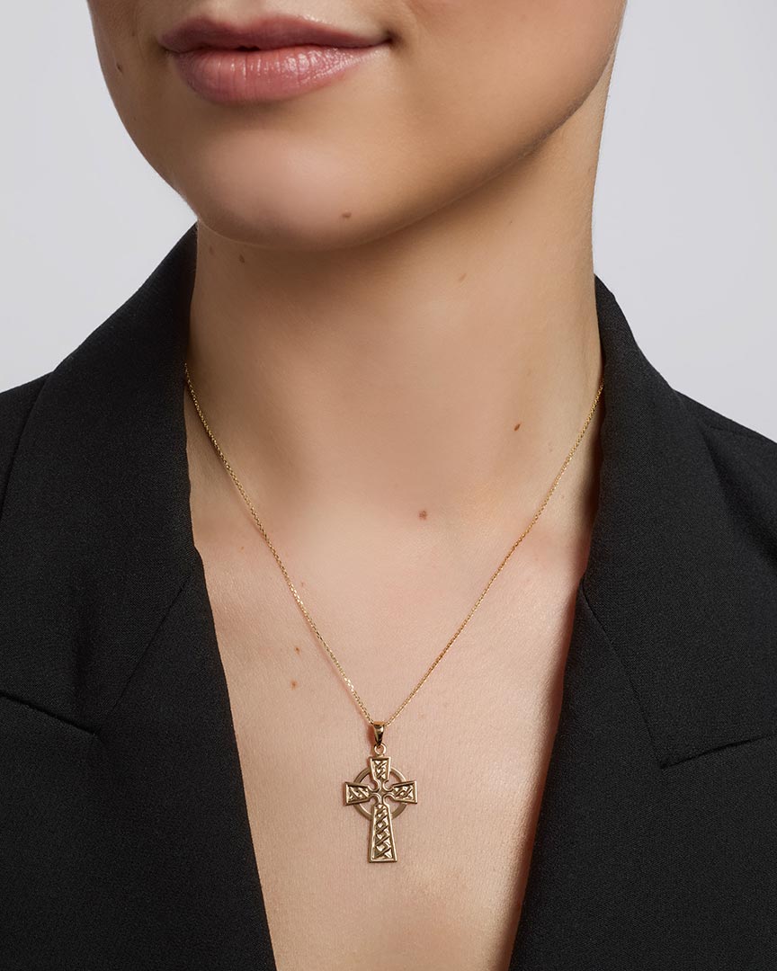  14K Gold Large Celtic Cross Pendant