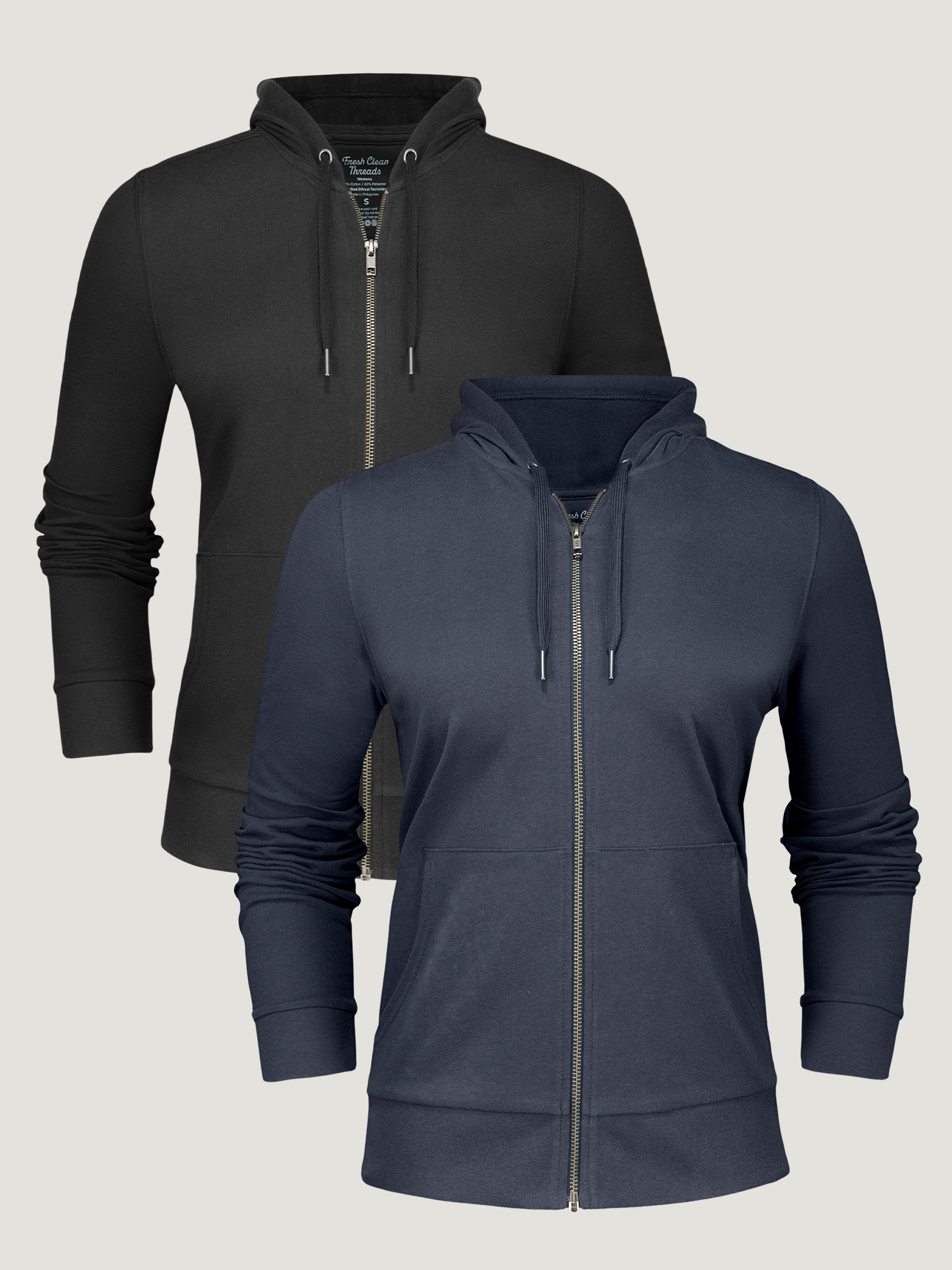  Women’s Terry Zip-Up Foundation 2-Pack (Black + Odyssey Blue)、mySite、ghnorth