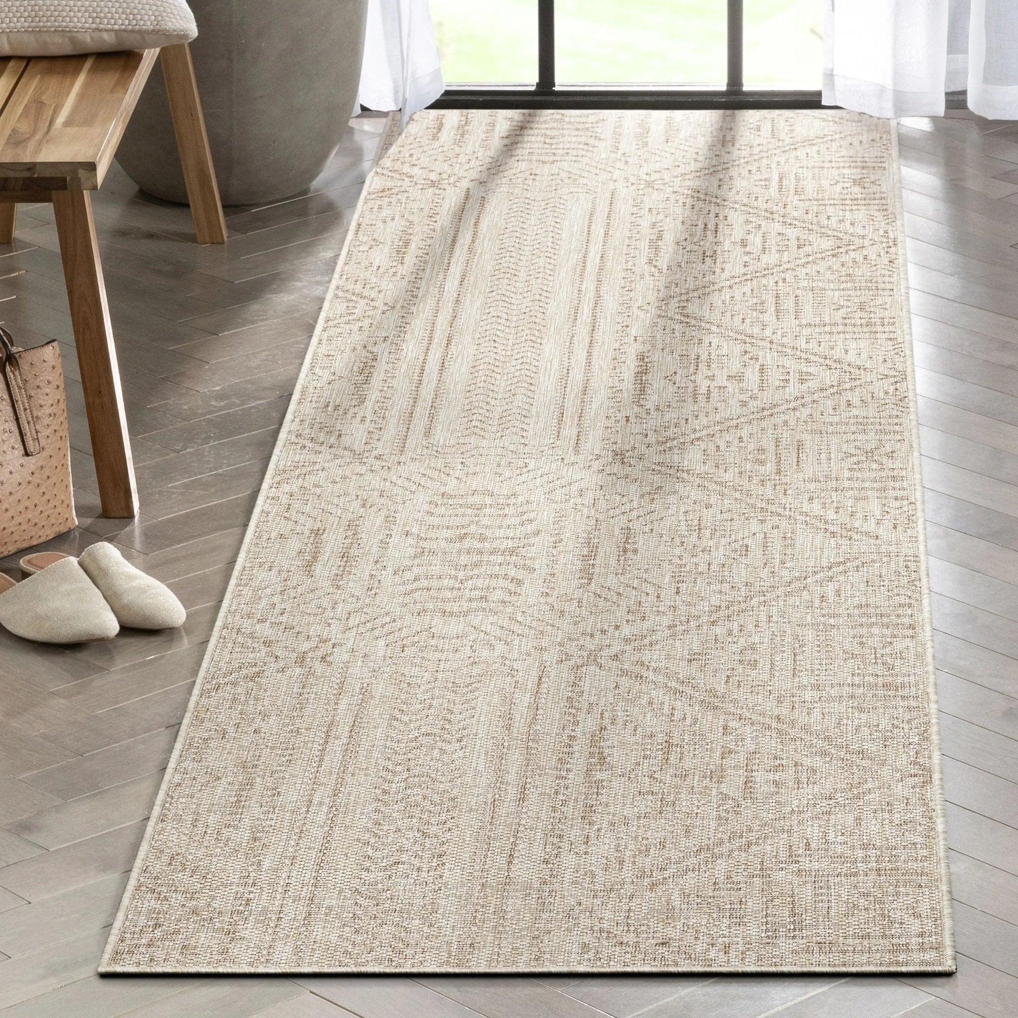 Khalo Tribal Indoor/Outdoor Beige Flat-Weave 5'3 x 7'3 Rug、mySite、gigharbornorthrealestate