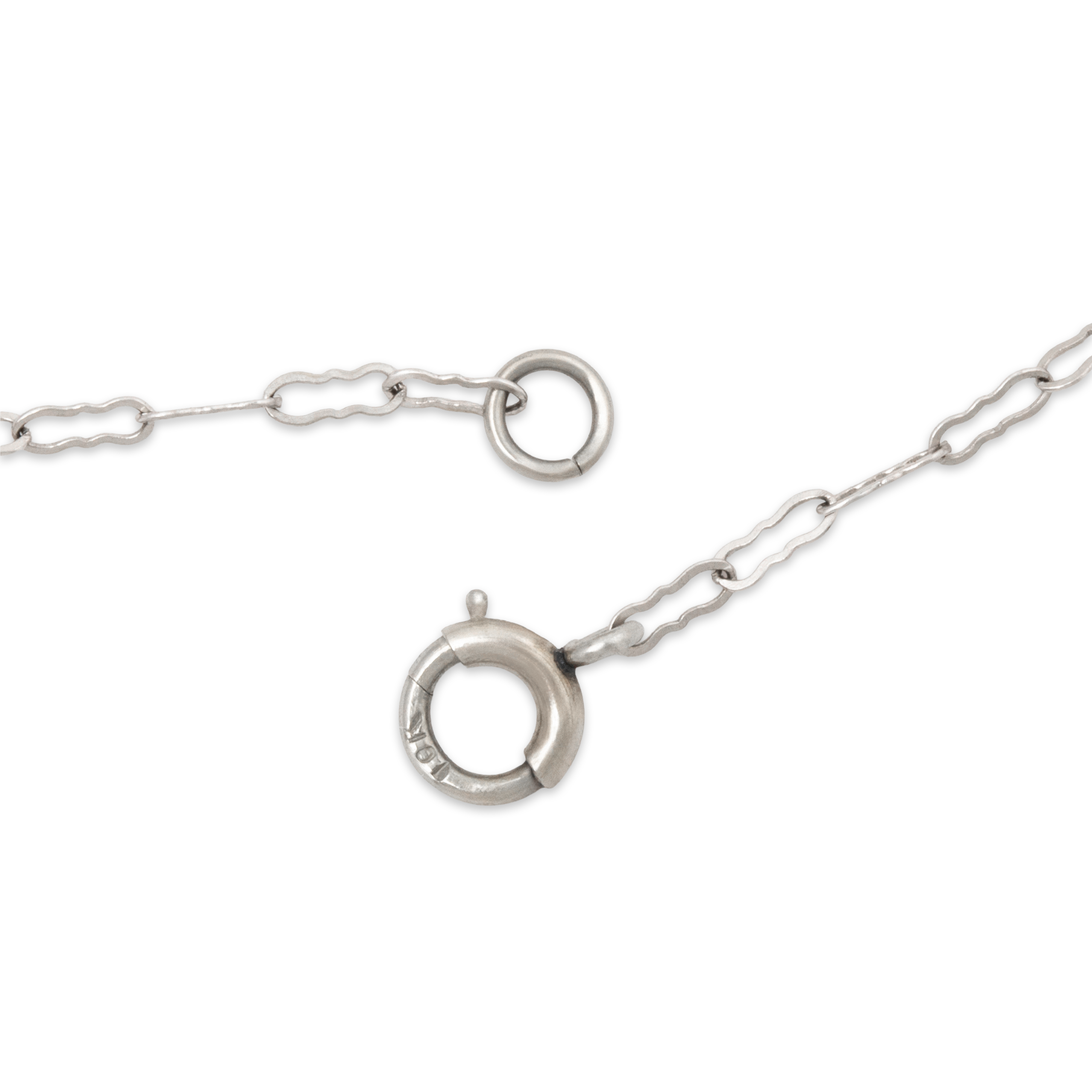 Antique Art Deco 10k White Gold Blue Glass Architectural Necklace 15、mySite、hinf8tx79