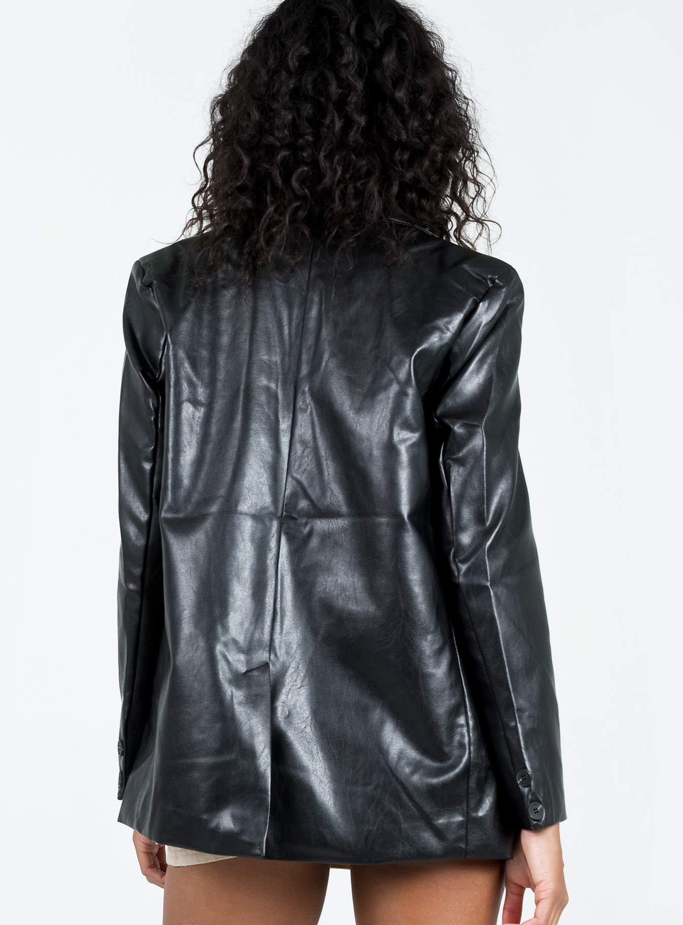 Jocelyn Faux Leather Blazer Black、mySite、solidvoid