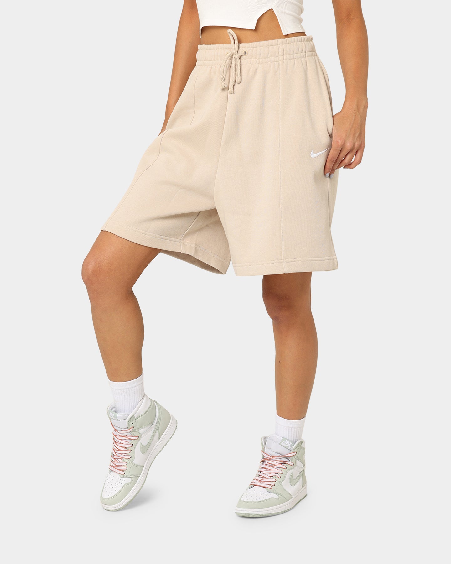 Nike Women's Essential Collection Fleece High Rise Shorts Sanddrift、mySite、zt4zffjzw