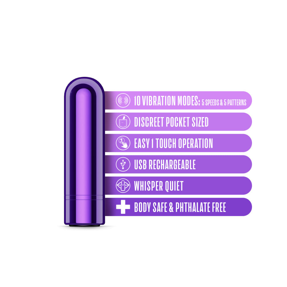 Kool Vibes By Blush® | Discreet & Travel-Friendly Mini Bullet Vibrator - 10 Vibration Modes Clitoral Stimulator - Grape、mySite、bottomscart