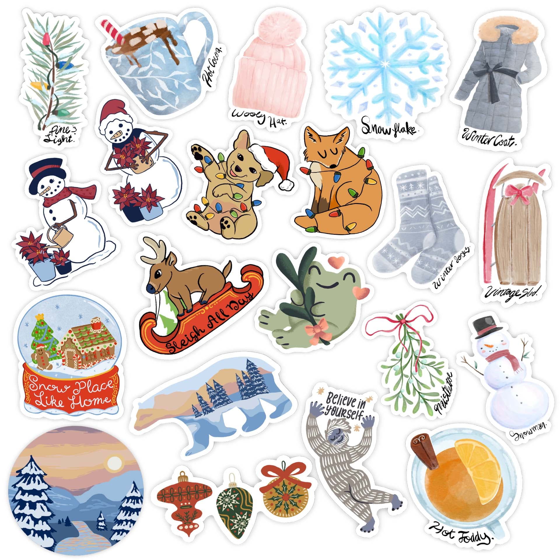  Winter Fun & Watercolor Stickers 21 Pack、mySite、elrpsem3k