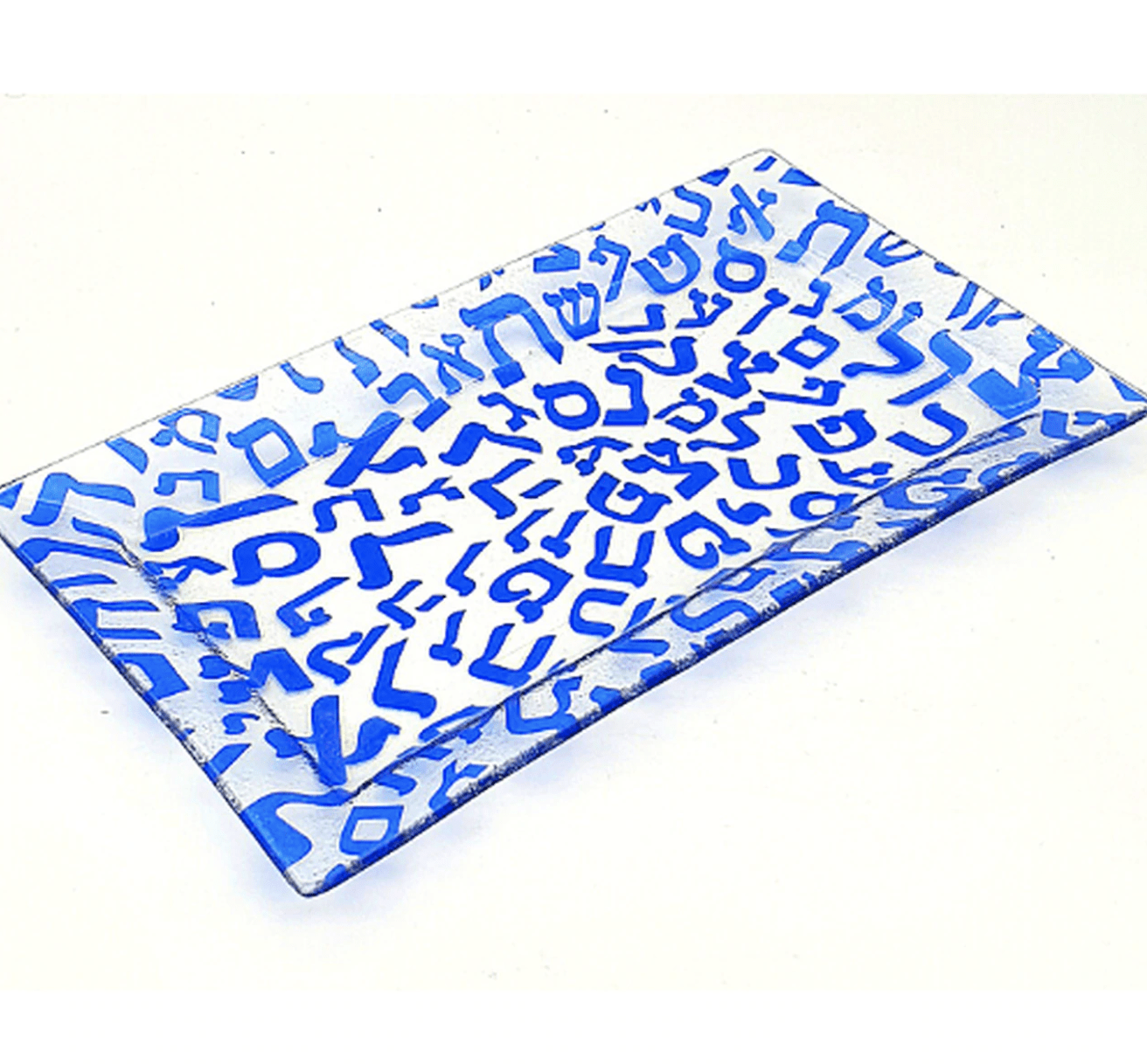 Hebrew Letters Glass Tray - Blue、mySite、topwebapps
