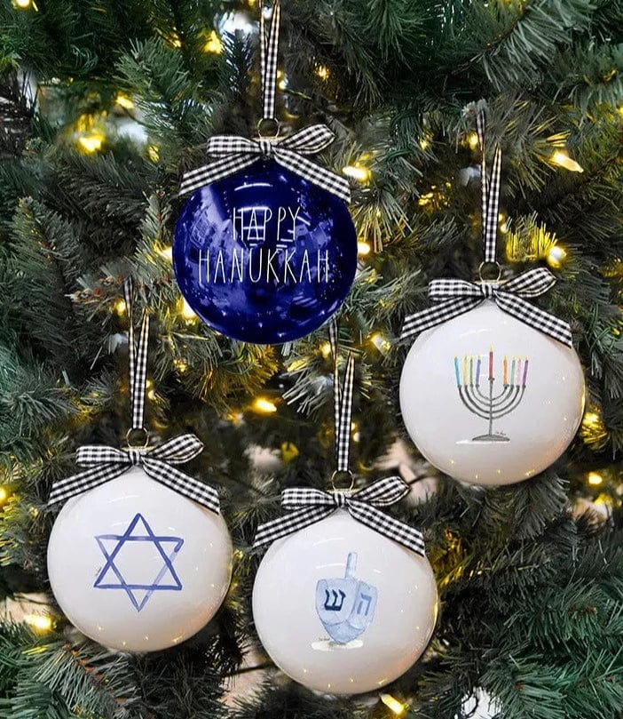 Happy Hanukkah Glass Ornaments - Set of 4、mySite、topwebapps