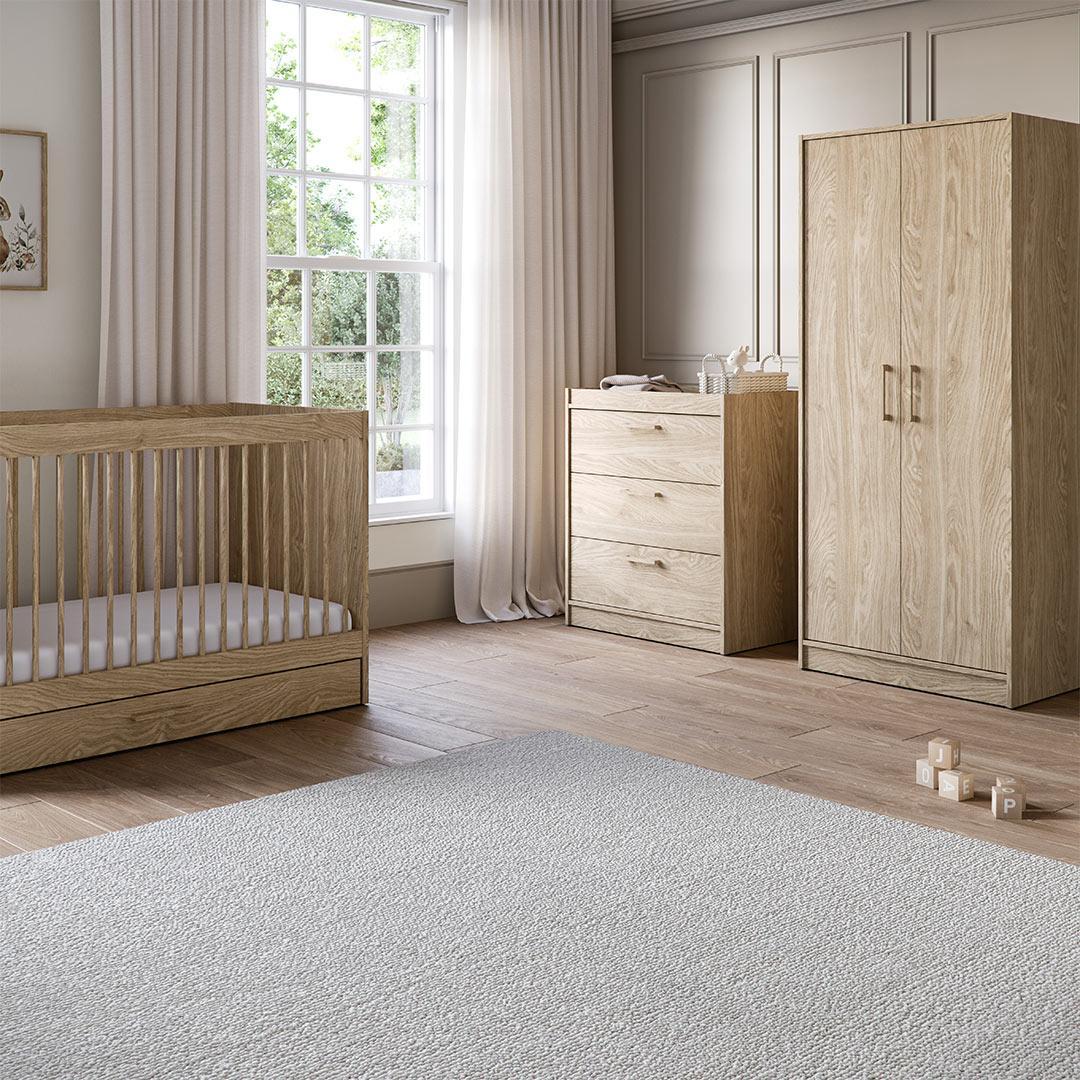  Silver Cross Geneva 3 Piece Nursery Set (Cot Bed, Dresser & Wardrobe) - Oak、mySite、merchandisen