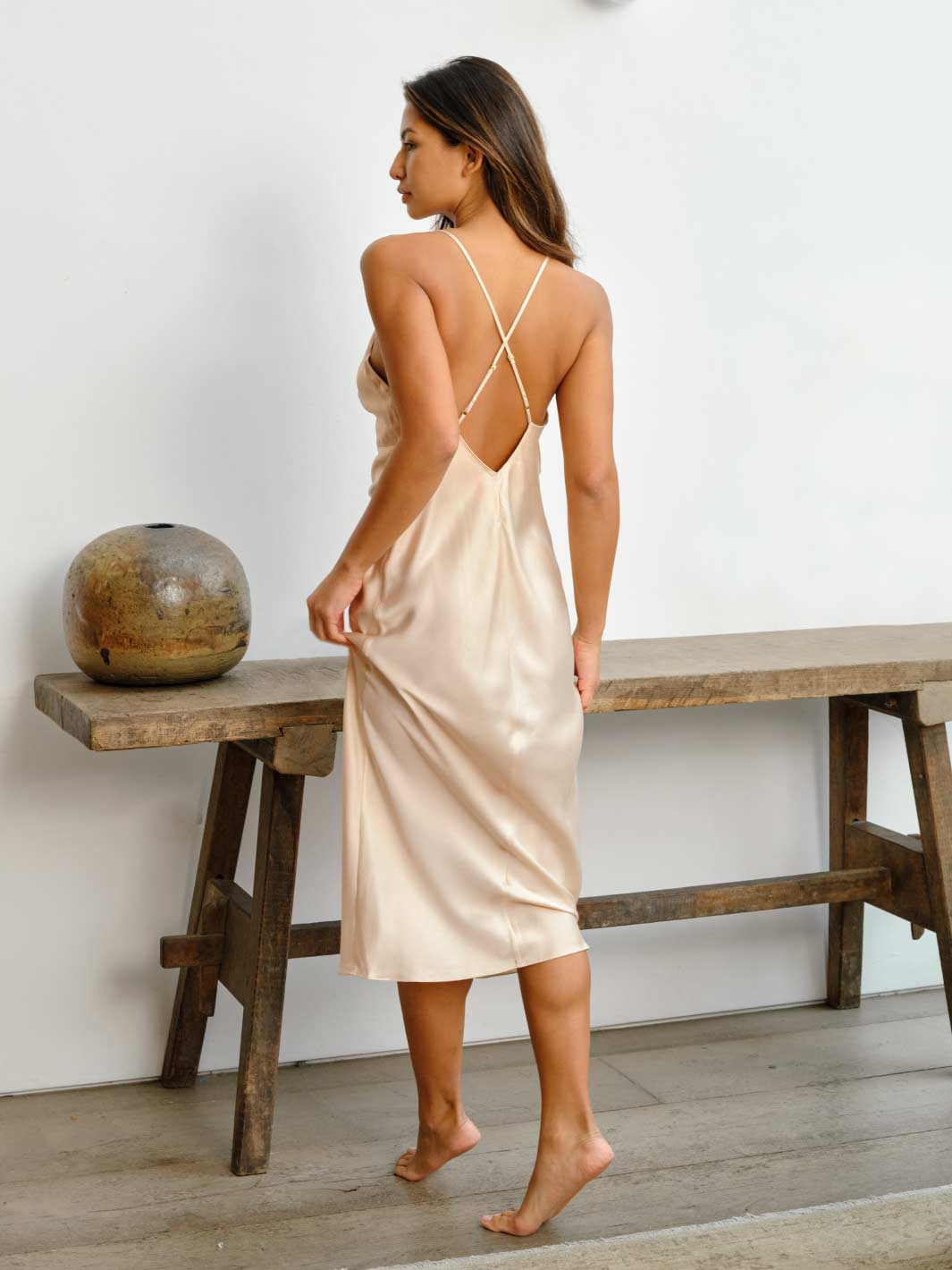  Fleur Du Jour Blush Silk Slip Dress、mySite、justintrudeaud
