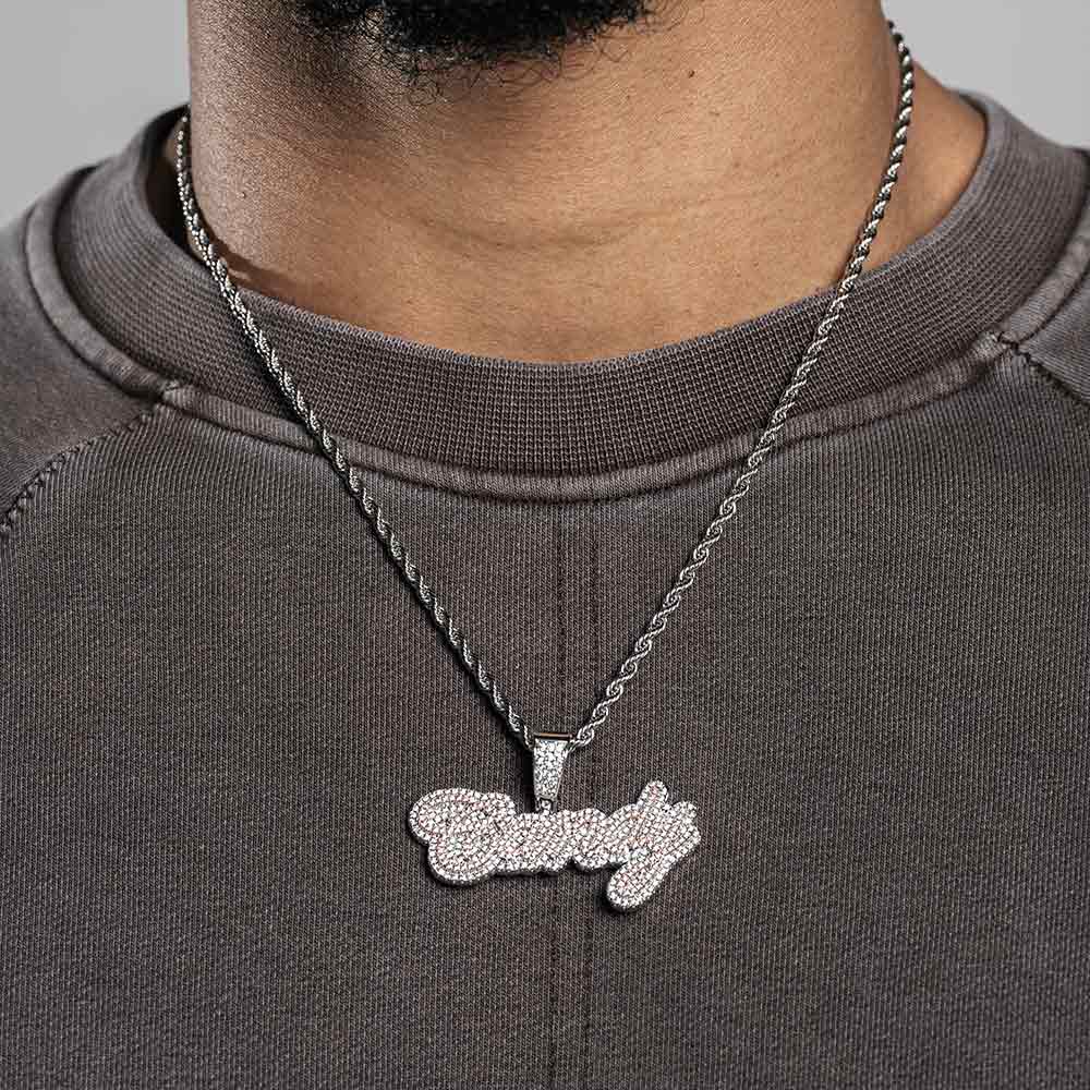 Custom Cursive Letter Two Tone Pendant 14K Gold、mySite、hinf8tx79