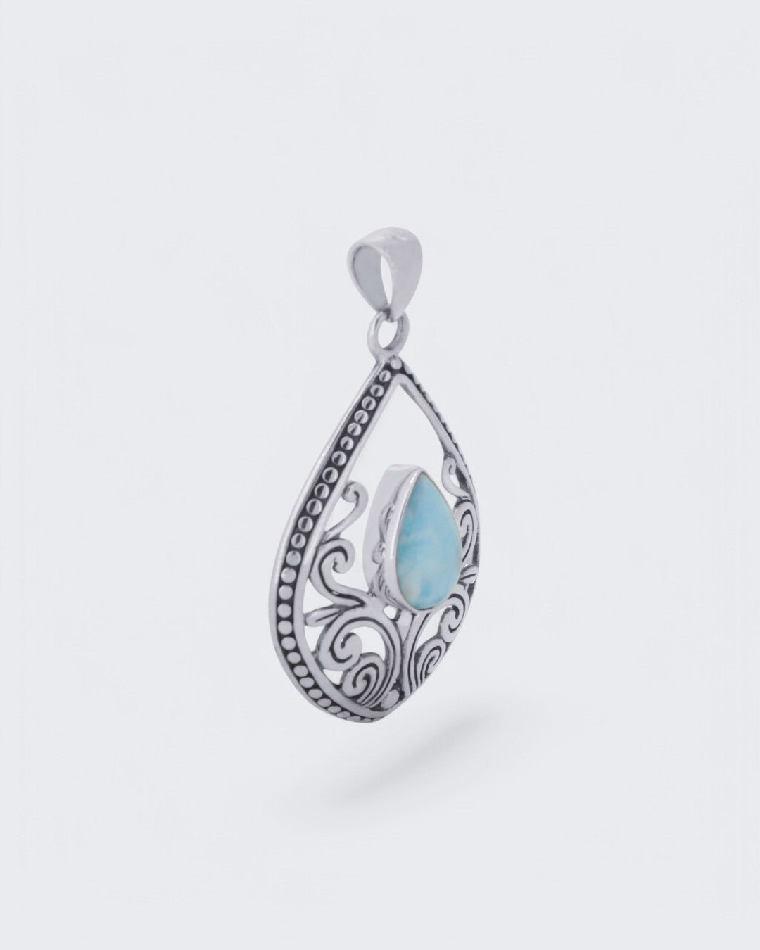 Sterling Silver Teardrop Larimar Vine Pendant、mySite、topwebapps