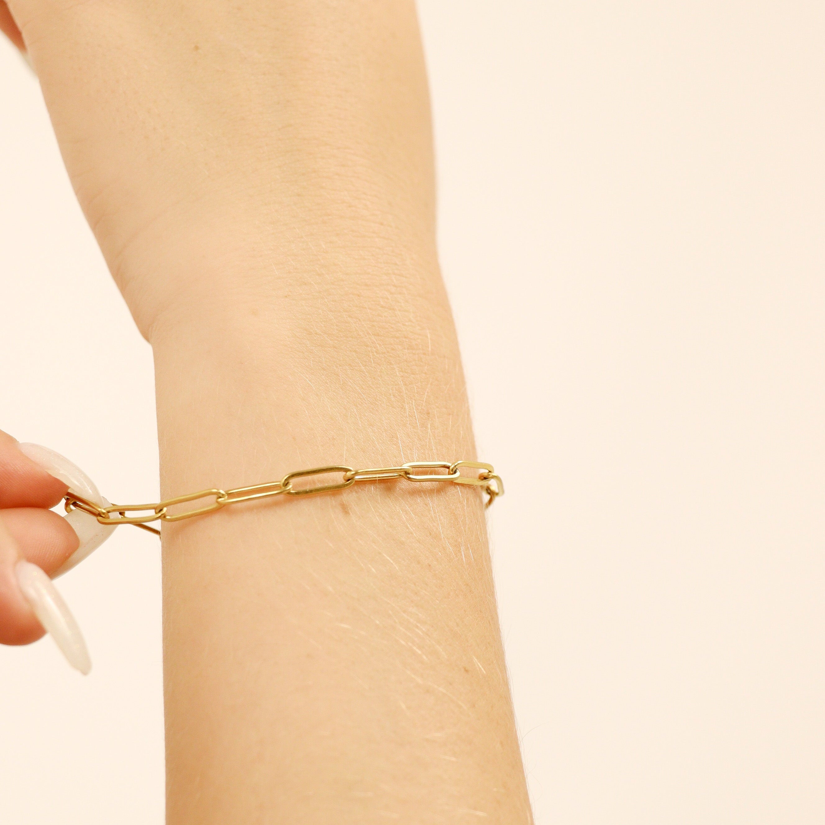 18K Gold PVD Stainless Steel Paperclip Chain Bracelet / BRJ9083、mySite、dreamappss