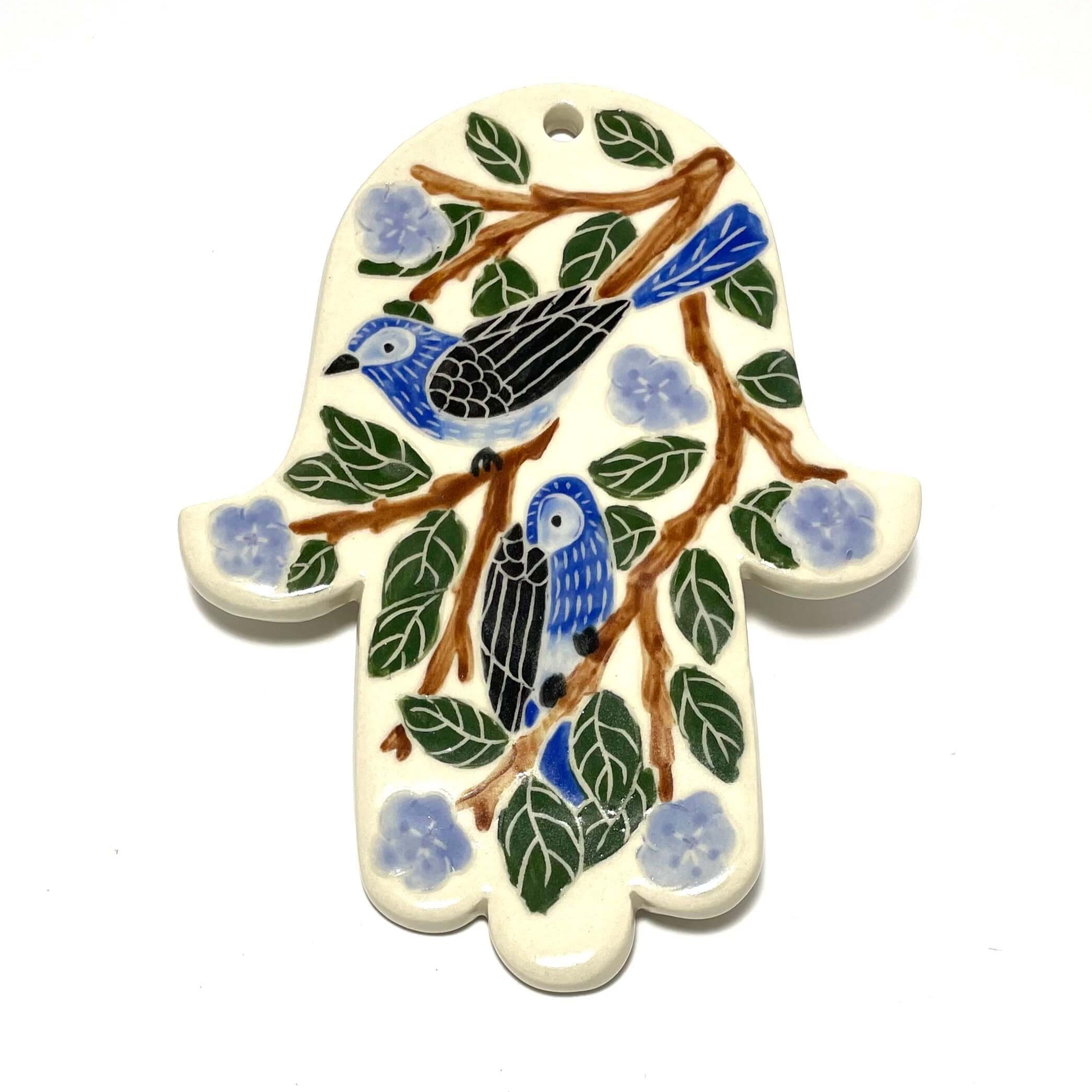 Blue Bird Porcelain Wall Hamsa by Goodstein Ceramics、mySite、topwebapps