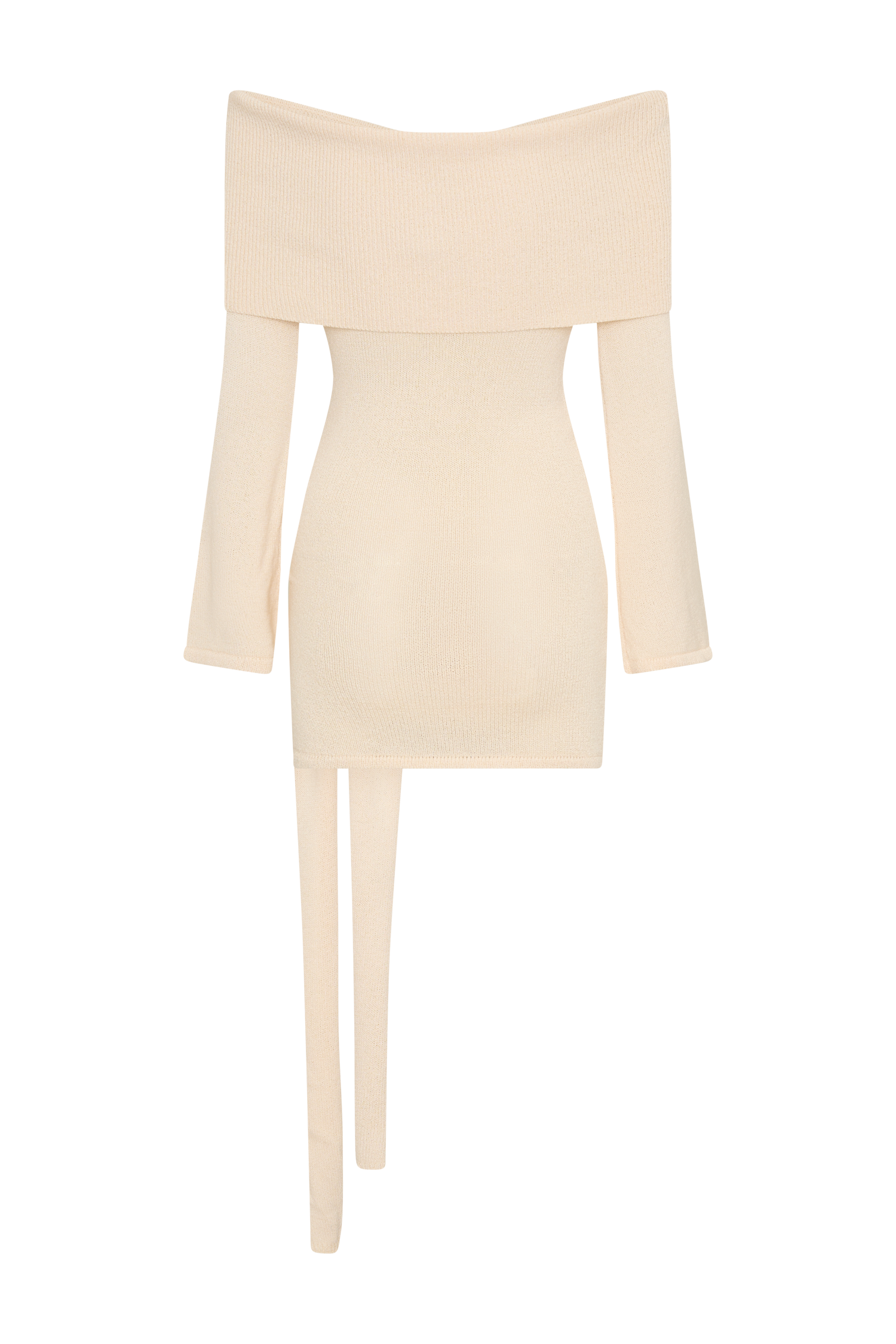 Camryn Off Shoulder Tie Knit Mini Dress - Cream Marle、mySite、solidvoid