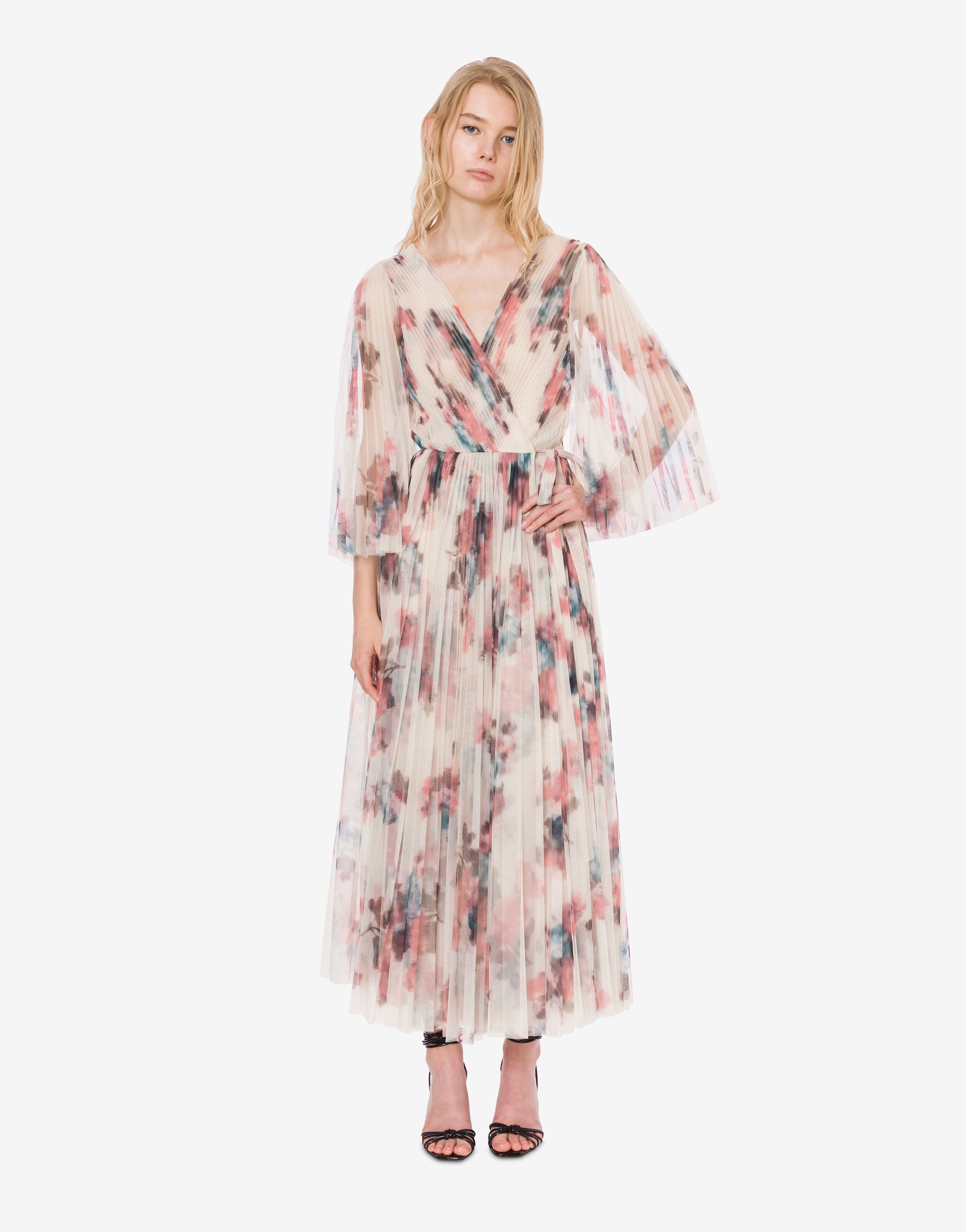 Abito in tulle plissettato con stampa fiori、mySite、aoinhome