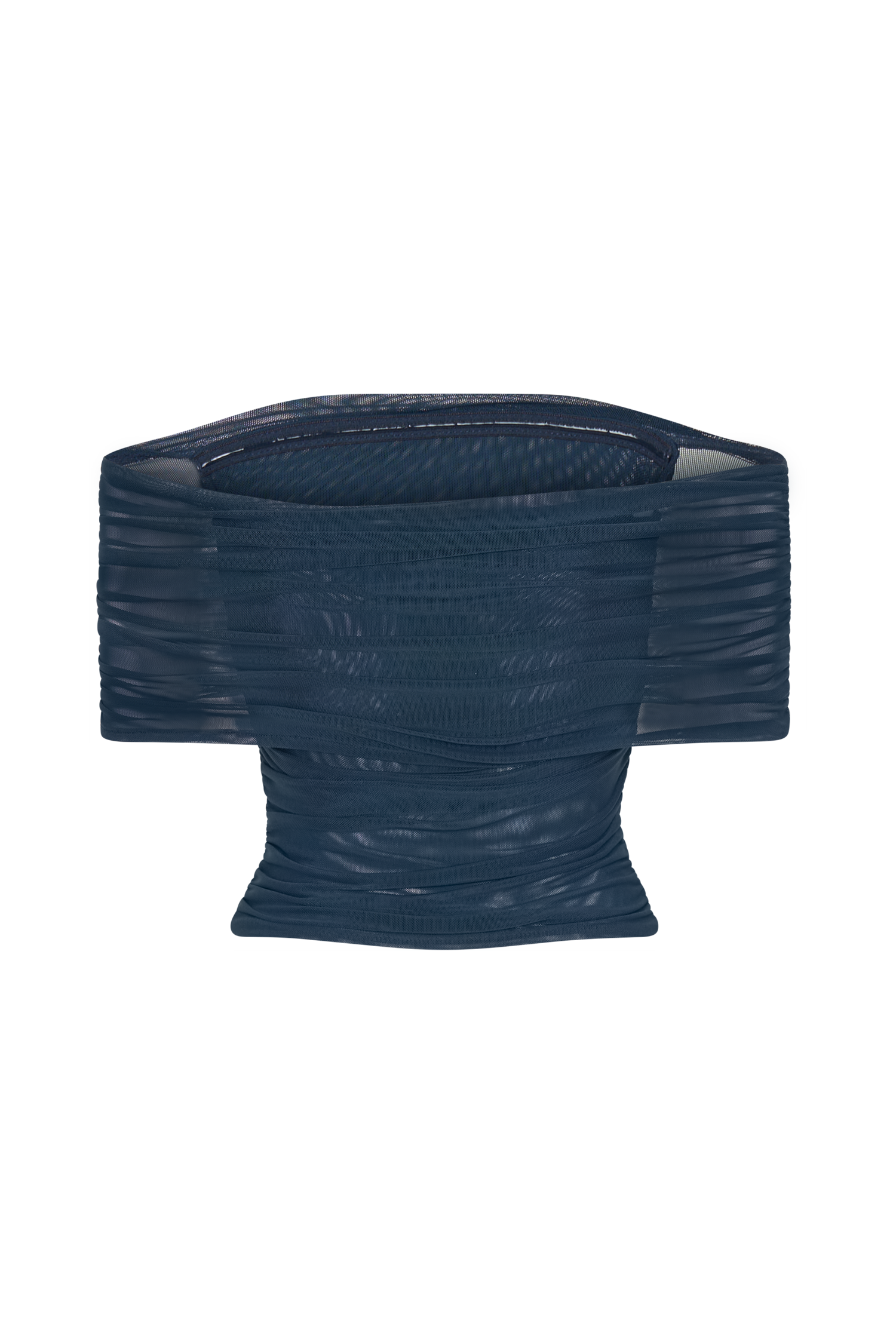 Arna Off Shoulder Mesh Crop Top - Midnight Blue、mySite、solidvoid
