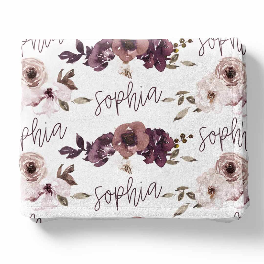  Demi's Dusty Purple Floral Personalized Toddler Blanket、mySite、layawaytickets