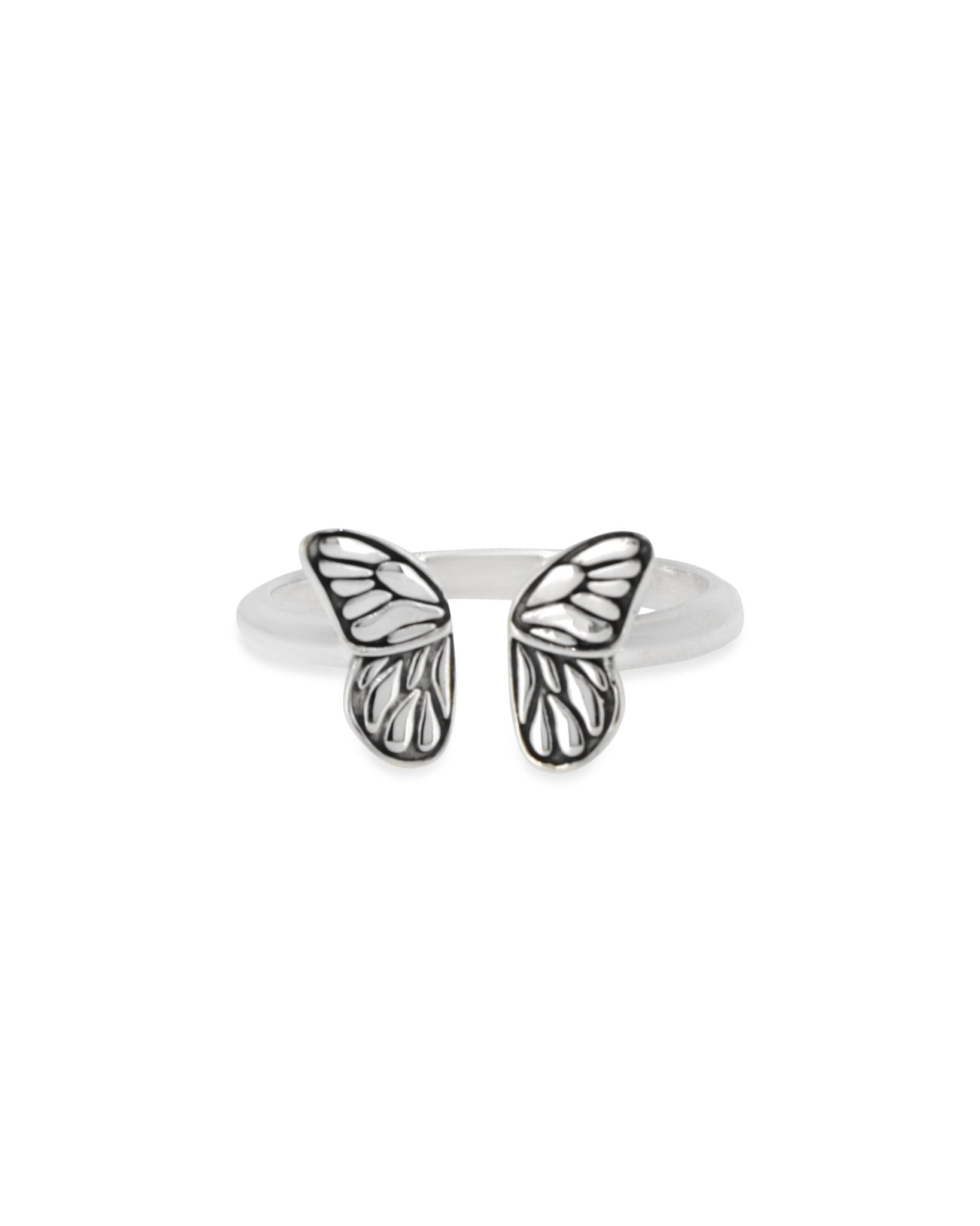 Sterling Silver Butterfly Wing Ring – Adjustable Open Band Design (Sizes 6–8)、mySite、topwebapps