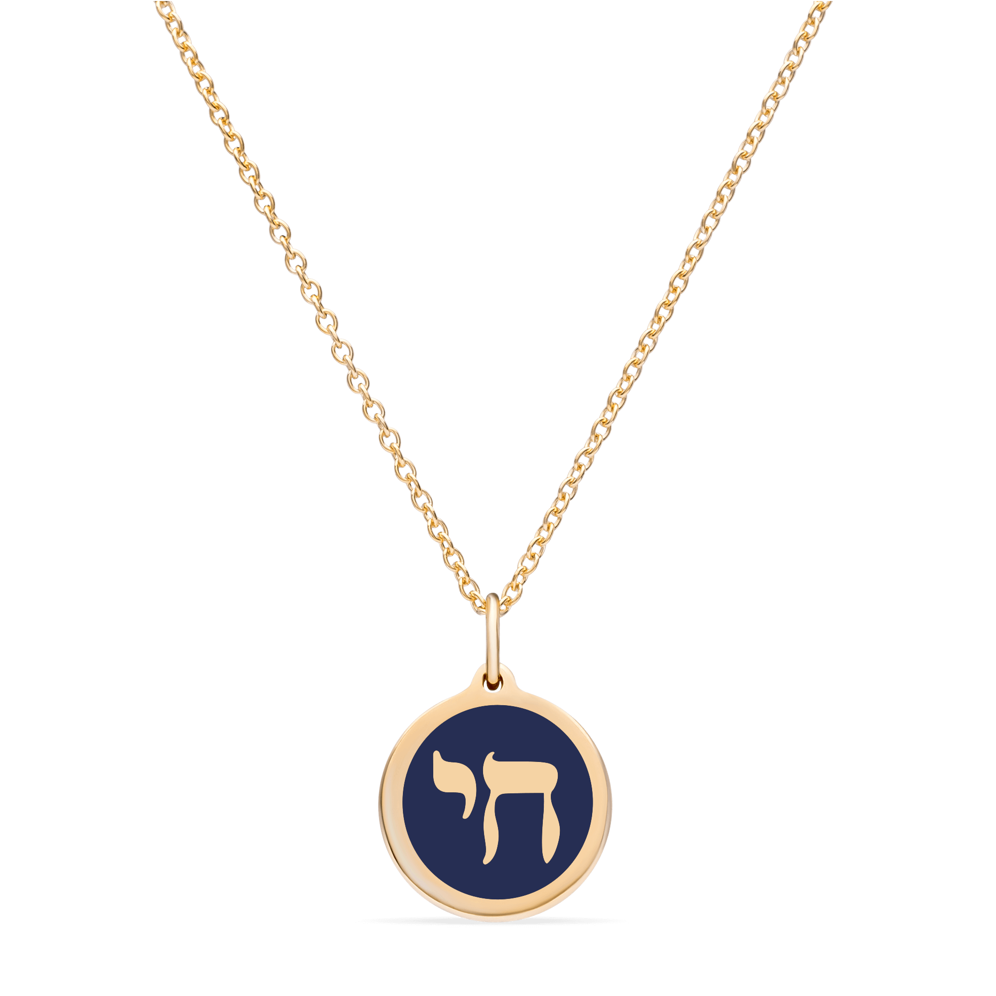 Gold-Plated Chai Pendant Necklace - Black, White or Navy、mySite、topwebapps