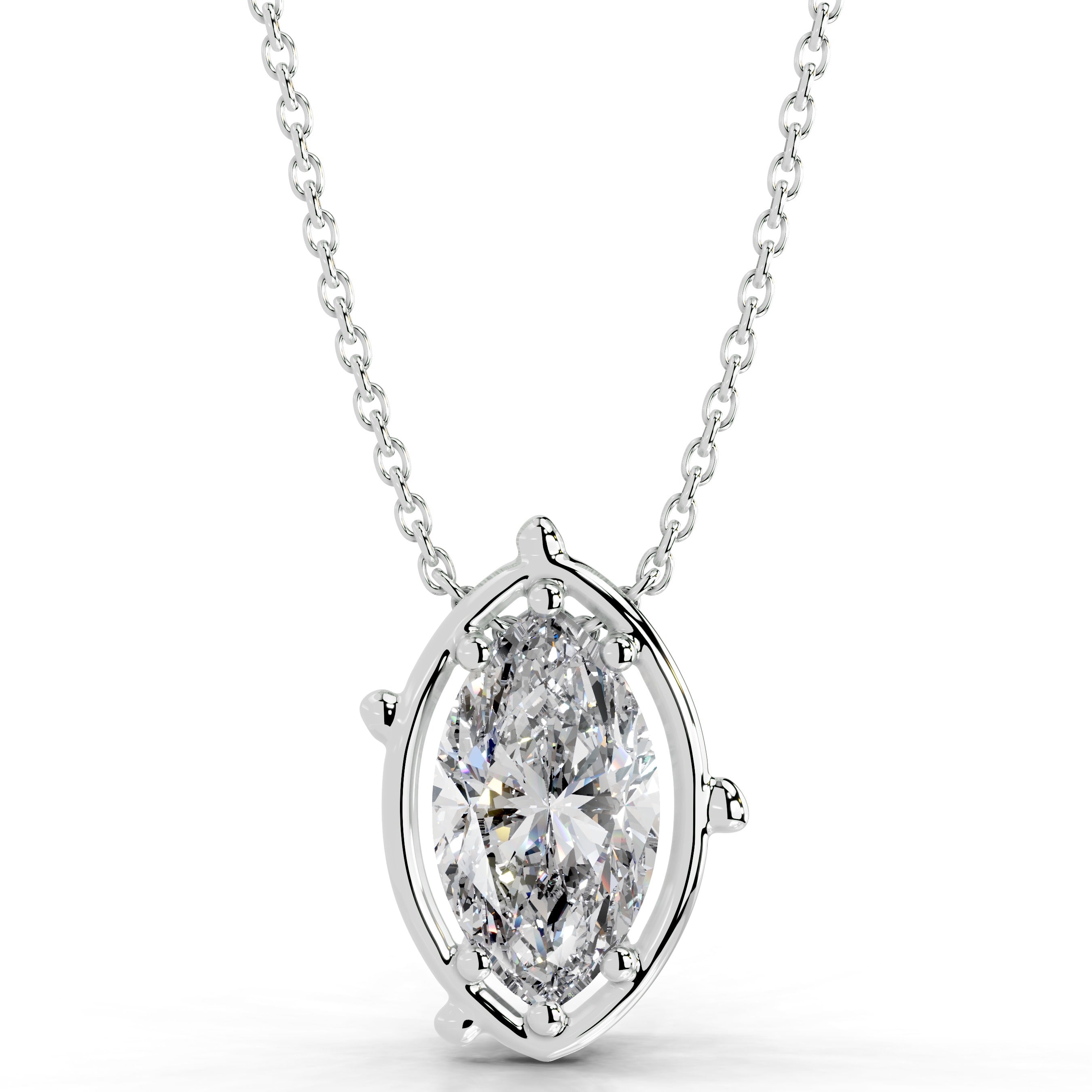 Rooted in Love Marquise Lab Grown Diamond Necklace - 18K White Gold、mySite、hinf8tx79