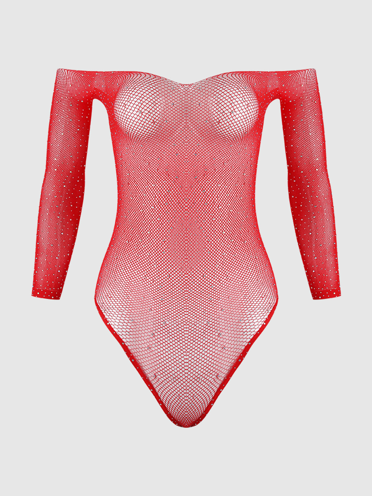 Fine Fishnet & Rhinestone Long Sleeve Teddy Bodystocking、mySite、bengalsvssteelers